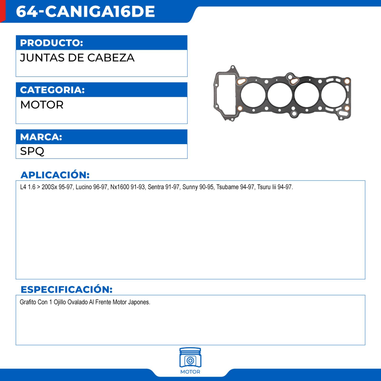 Juntas De Cabeza, SPQ; Para Nissan 200Sx 1995-1997 L4; 1.6