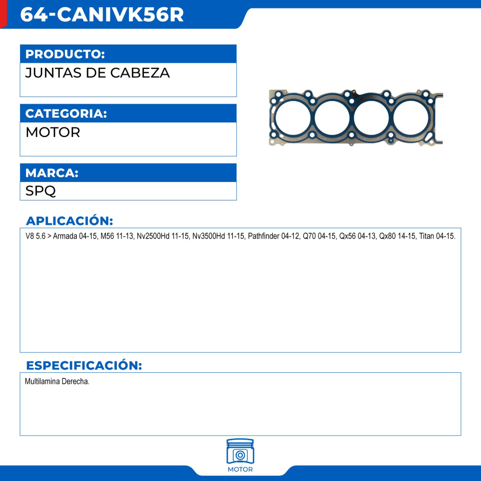 Juntas De Cabeza, SPQ; Para Infiniti M56 2011-2013 V8; 5.6