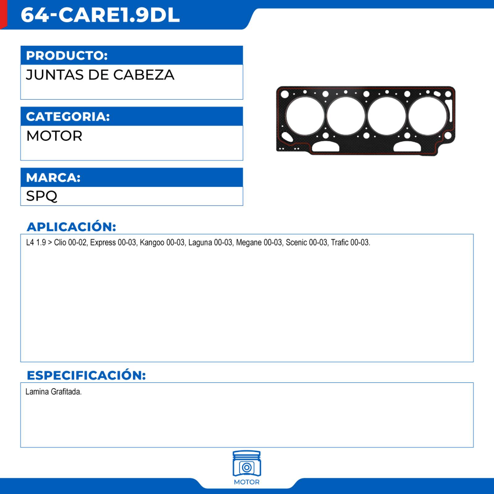 Juntas De Cabeza, SPQ; Para Renault Clio 2000-2002 L4; 1.9