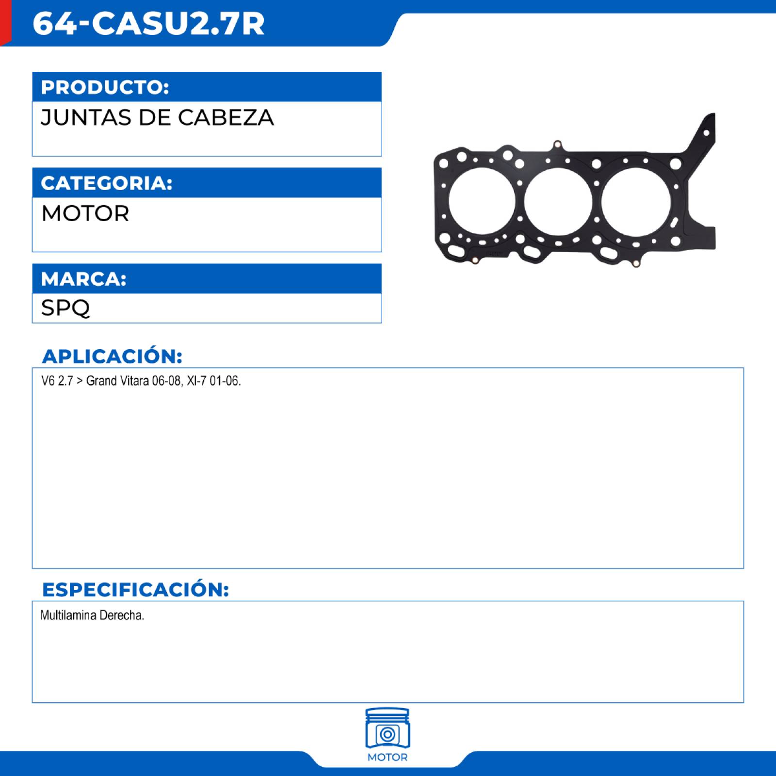 Juntas De Cabeza, SPQ; Para Suzuki Grand Vitara 2006-2008 V6; 2.7