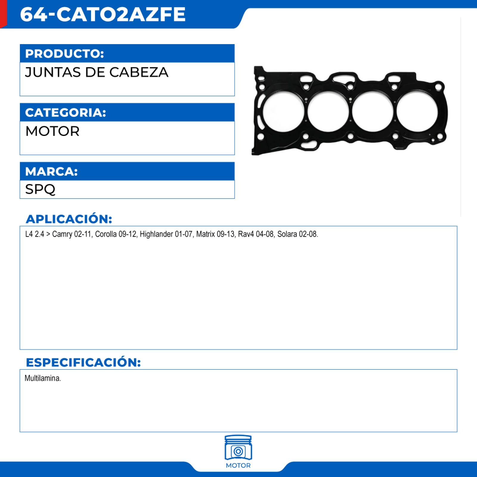 Juntas De Cabeza, SPQ; Para Toyota Camry 2002-2011 L4; 2.4