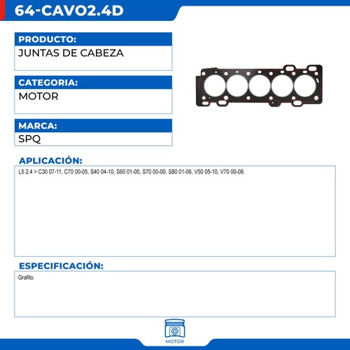 Juntas De Cabeza, SPQ; Para Volvo C30 2007-2011 L5; 2.4