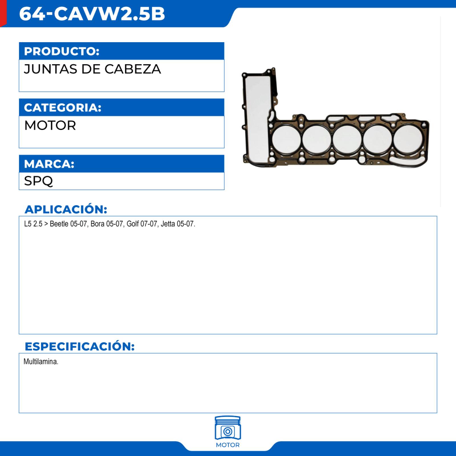 Juntas De Cabeza, SPQ; Para Volkswagen Beetle 2005-2007 L5; 2.5