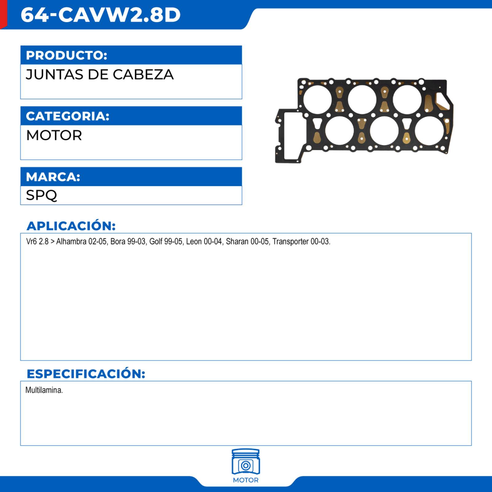 Juntas De Cabeza, SPQ; Para Seat Alhambra 2002-2005 Vr6; 2.8