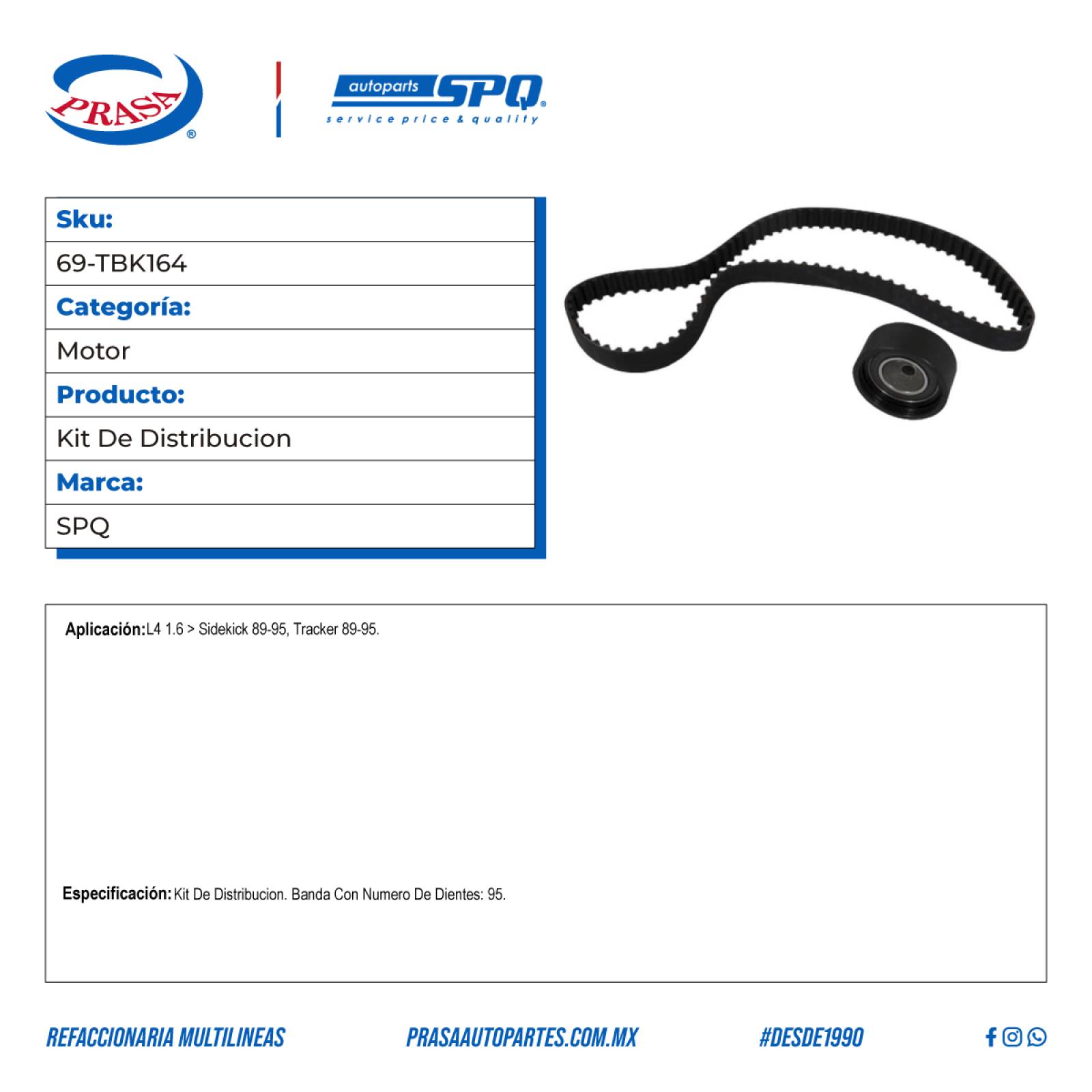 Kit De Distribucion, SPQ; Para Geo Tracker 1989-1995 L4; 1.6