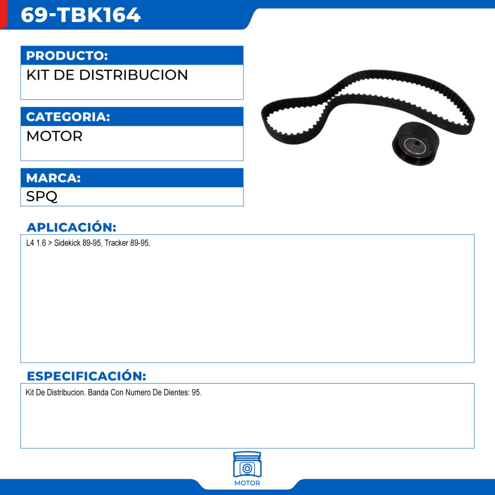 Kit De Distribucion, SPQ; Para Geo Tracker 1989-1995 L4; 1.6