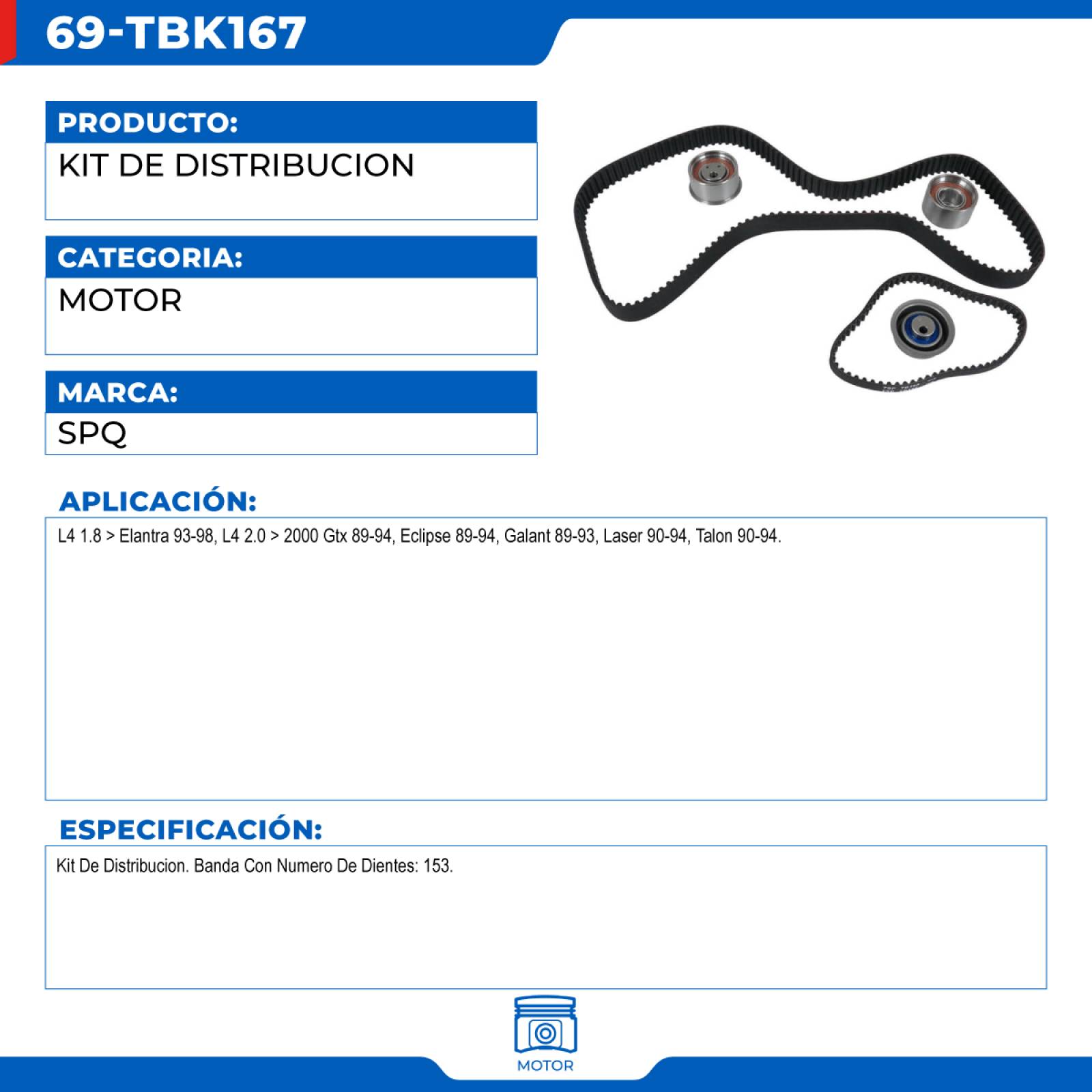 Kit De Distribucion, SPQ; Para Chrysler Laser 1990-1994 L4; 2