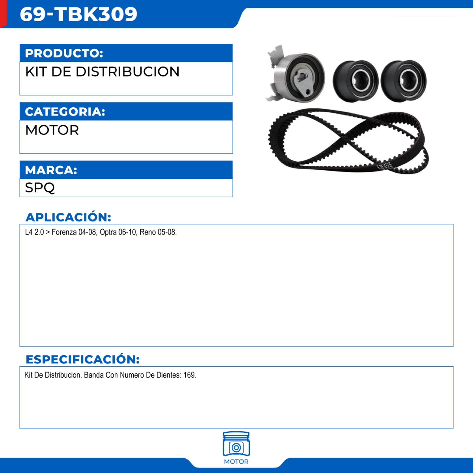 Kit De Distribucion, SPQ; Para Chevrolet Optra 2006-2009 L4; 2