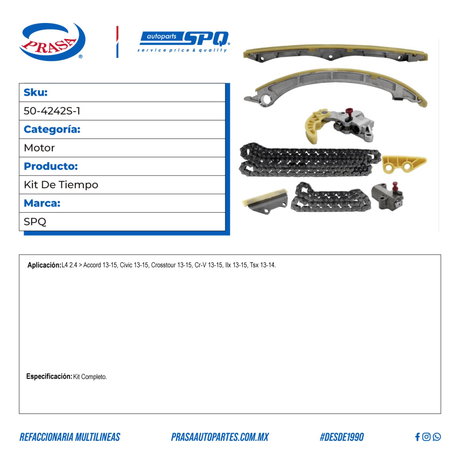 Kit De Tiempo, SPQ; Para Acura Ilx 2013-2015 L4; 2.4