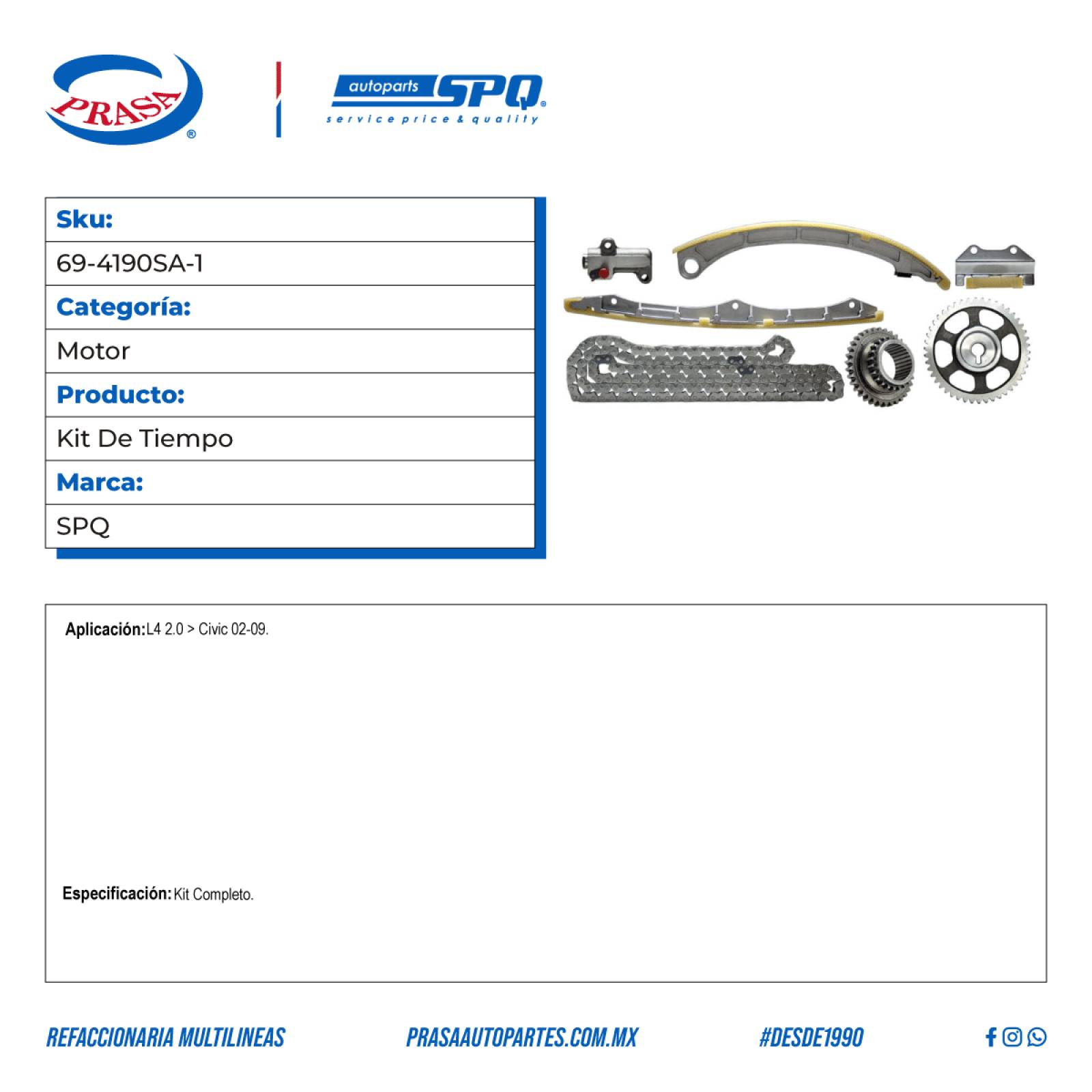 Kit De Tiempo, SPQ; Para Honda Civic 2002-2005 L4; 2