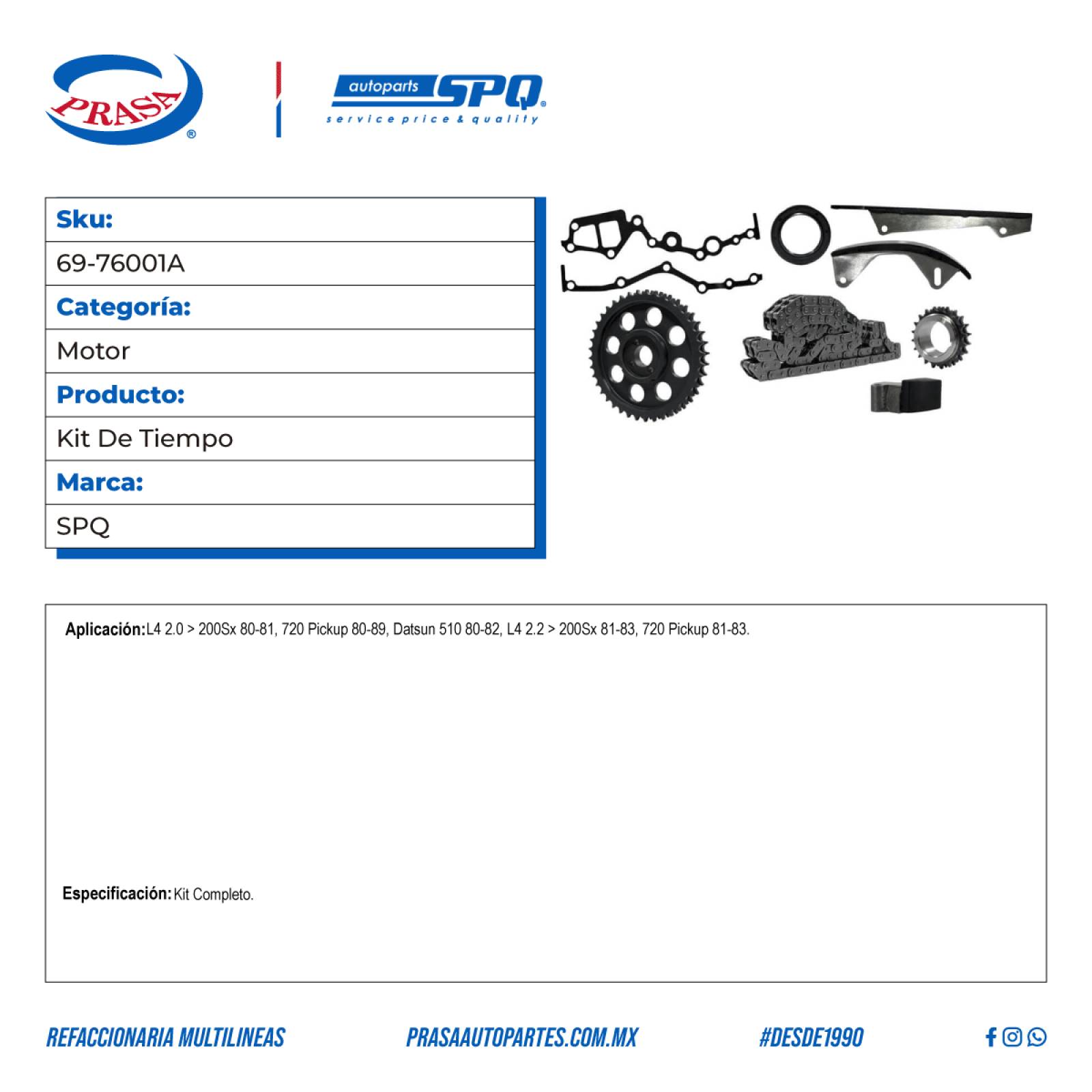 Kit De Tiempo, SPQ; Para Nissan 200Sx 1980-1981 L4; 2