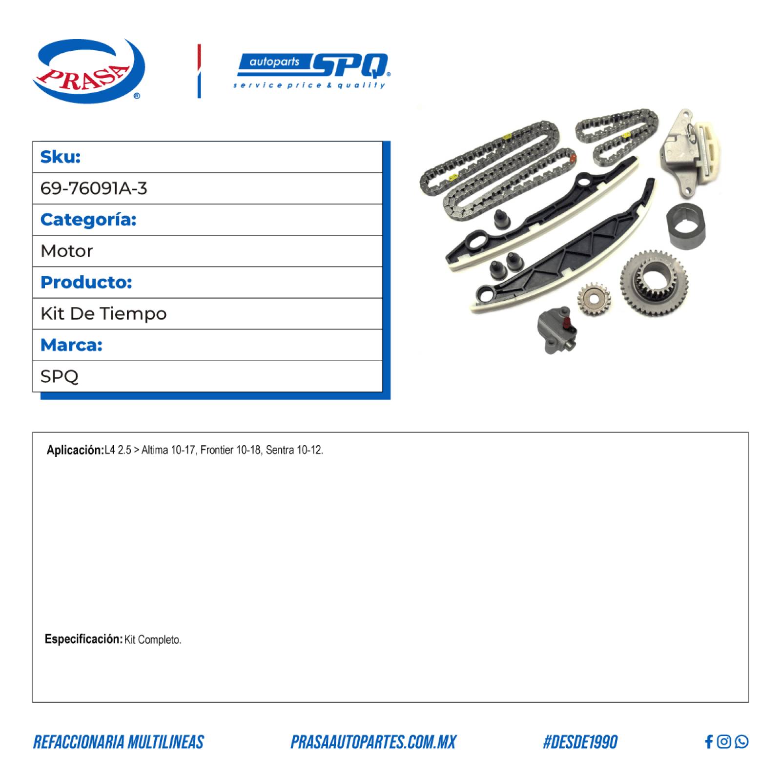 Kit De Tiempo, SPQ; Para Nissan Altima 2010-2017 L4; 2.5