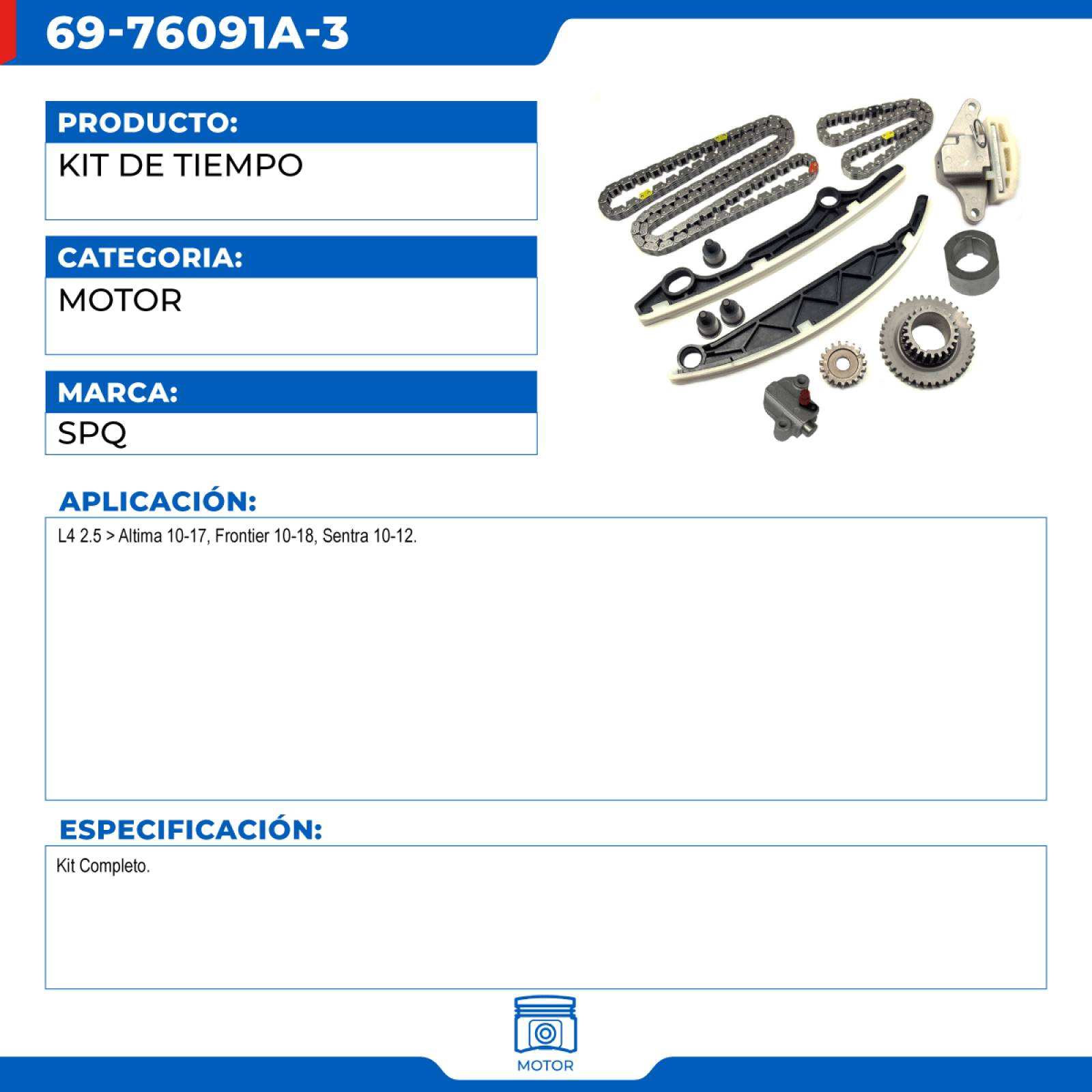 Kit De Tiempo, SPQ; Para Nissan Altima 2010-2017 L4; 2.5