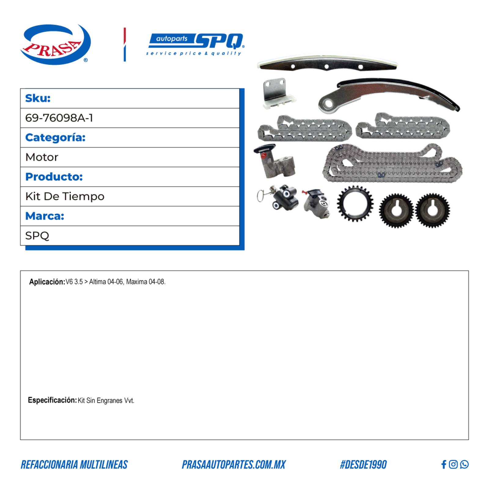 Kit De Tiempo, SPQ; Para Nissan Altima 2004-2006 V6; 3.5