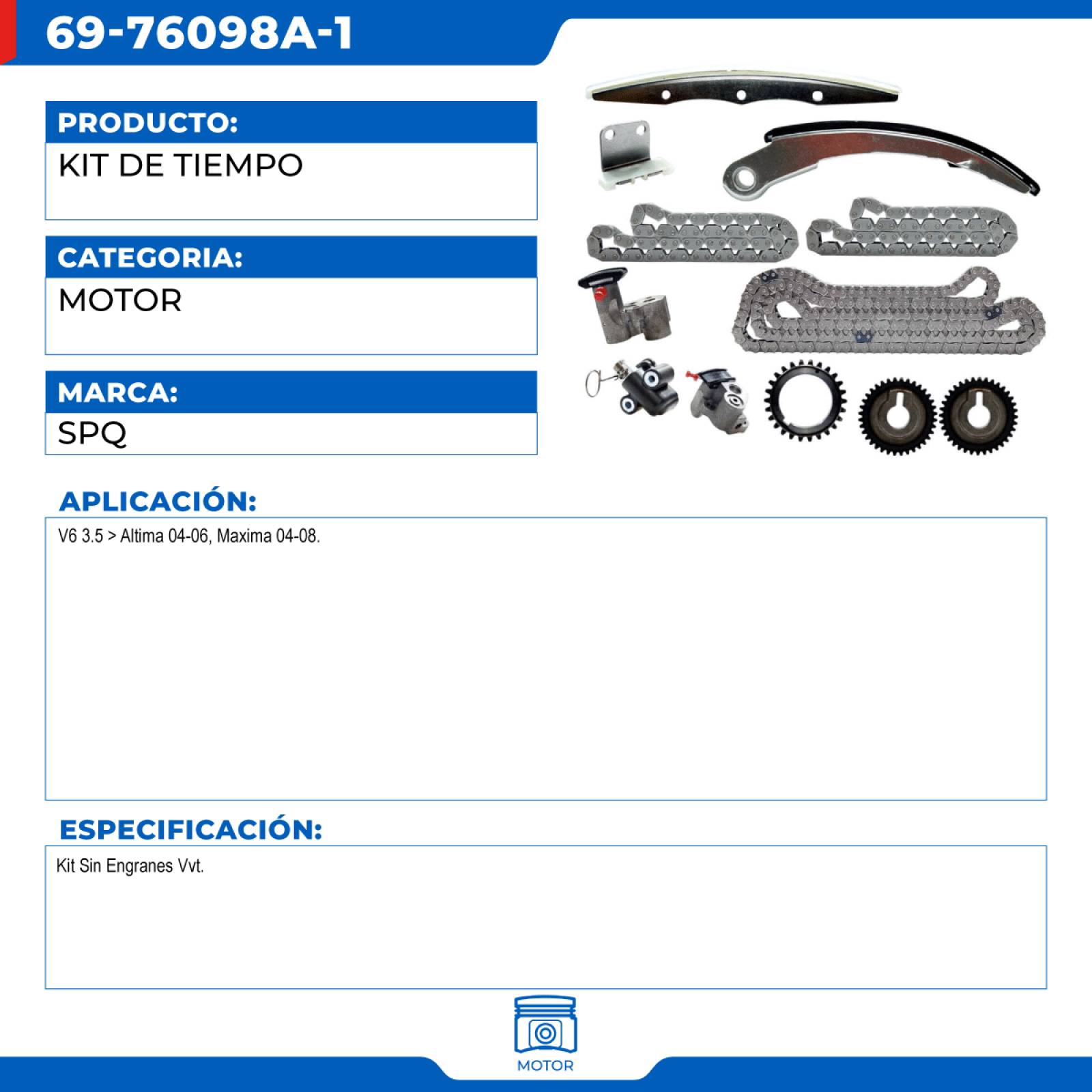 Kit De Tiempo, SPQ; Para Nissan Altima 2004-2006 V6; 3.5