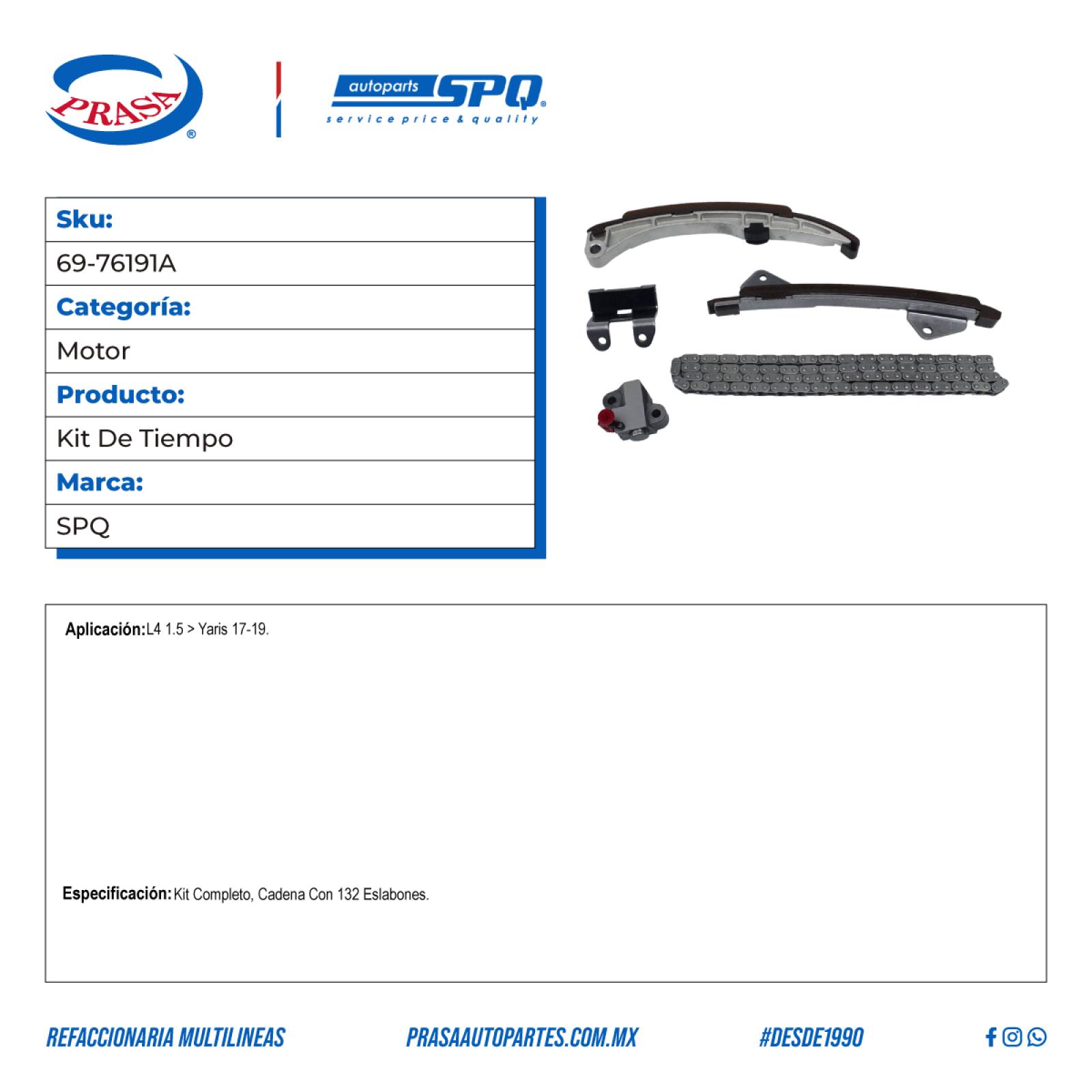 Kit De Tiempo, SPQ; Para Toyota Yaris 2017-2019 L4; 1.5