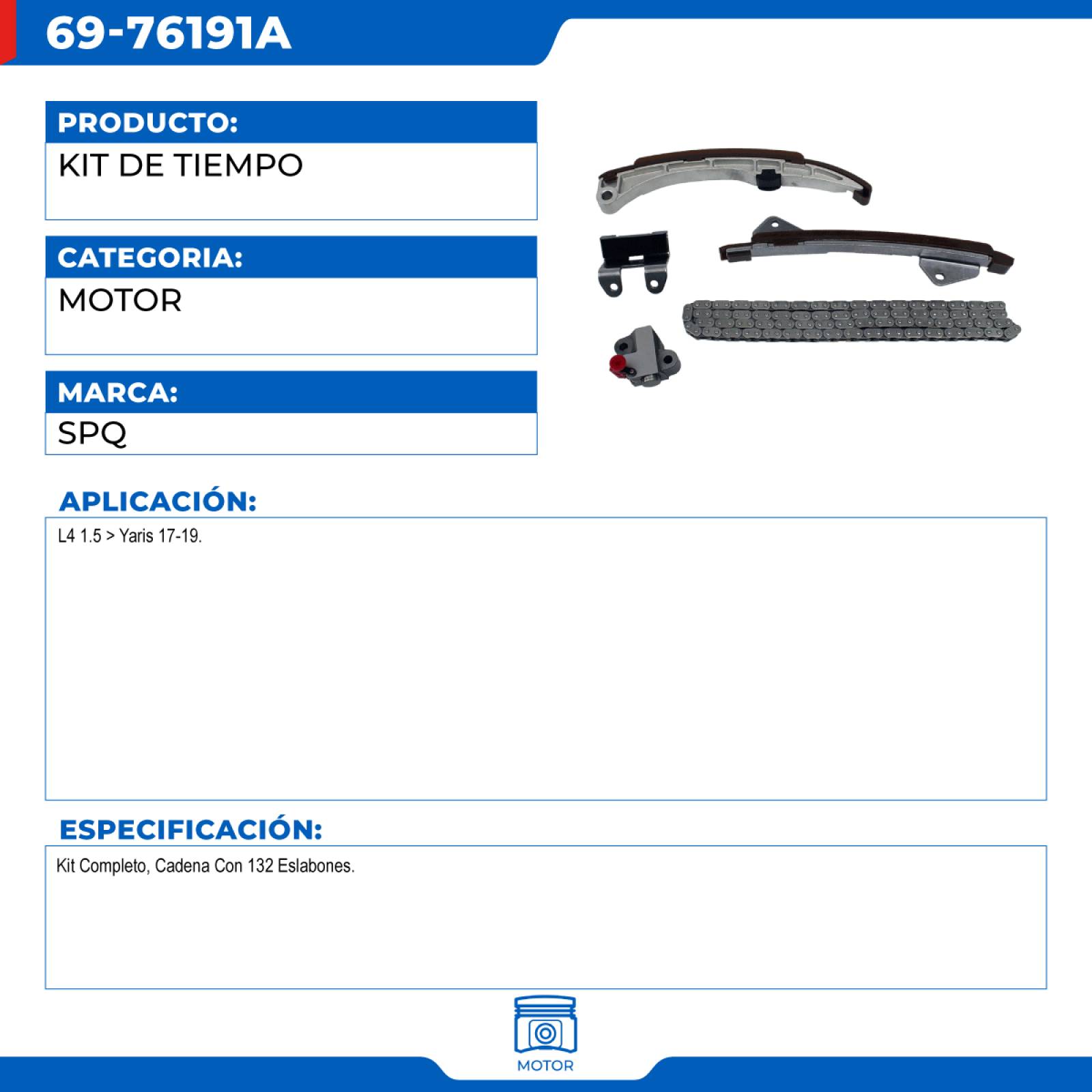Kit De Tiempo, SPQ; Para Toyota Yaris 2017-2019 L4; 1.5