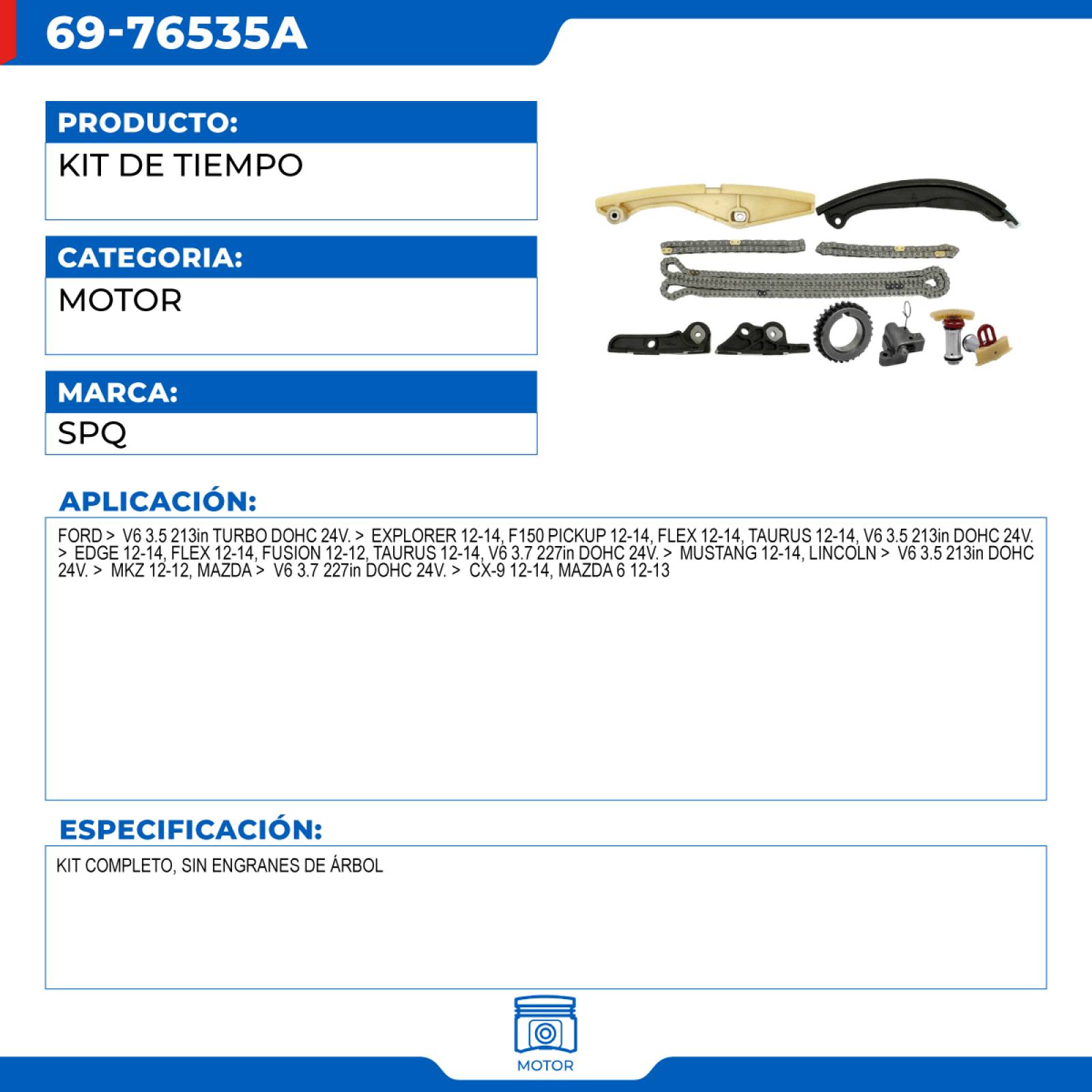 Kit De Tiempo, SPQ; Para Ford Edge 2012-2014 V6; 3.5