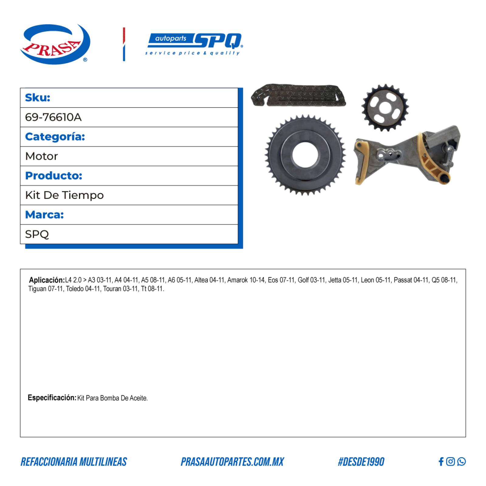 Kit De Tiempo, SPQ; Para Audi A3 2003-2007 L4; 2