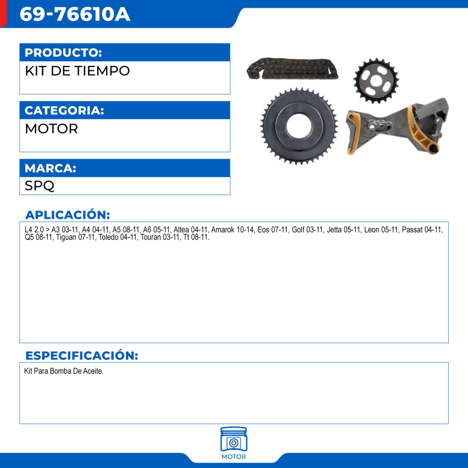 Kit De Tiempo, SPQ; Para Audi A3 2003-2007 L4; 2