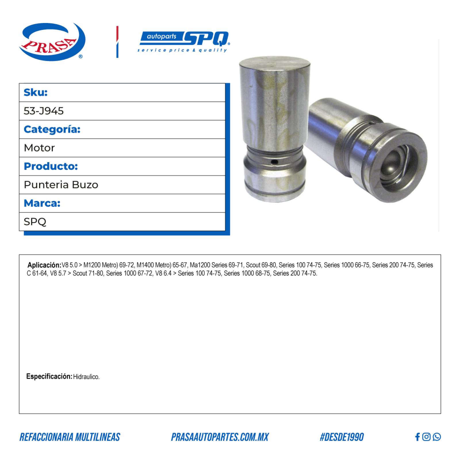 Punteria Buzo, SPQ; Para International M1200 (Metro) 1969-1972 V8; 5