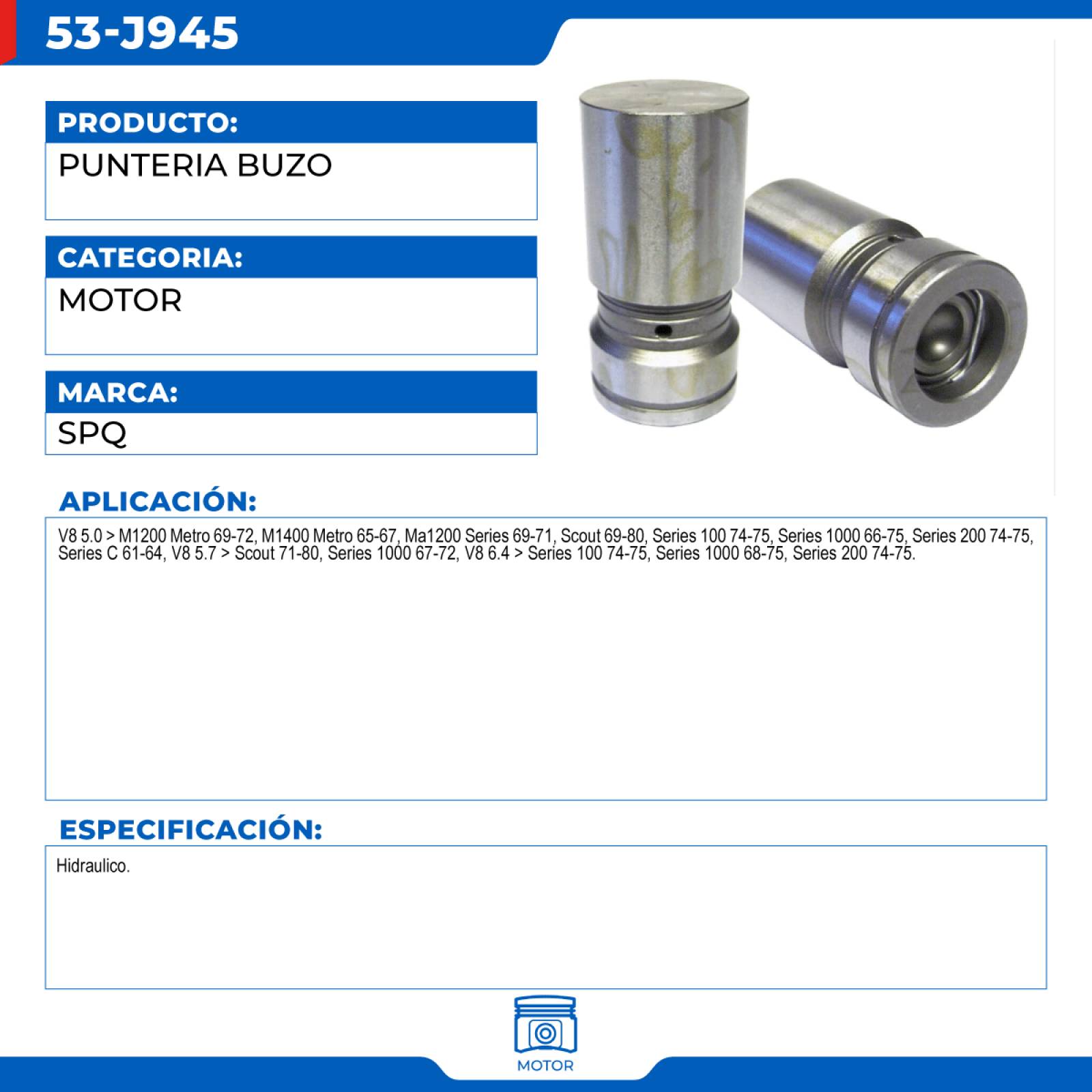 Punteria Buzo, SPQ; Para International M1200 (Metro) 1969-1972 V8; 5