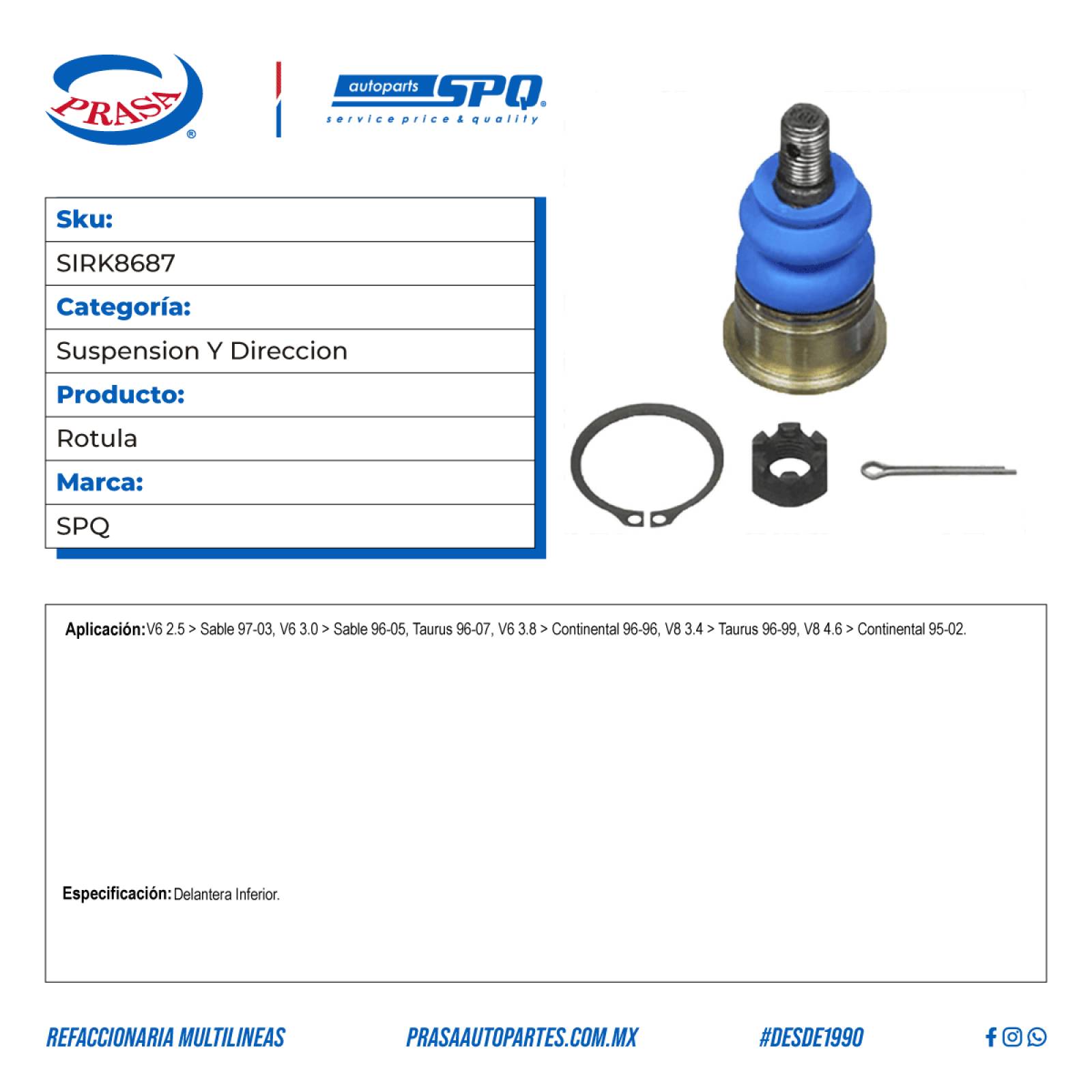 Rotula, SPQ; Para Ford Taurus 1996-2007 V6; 3