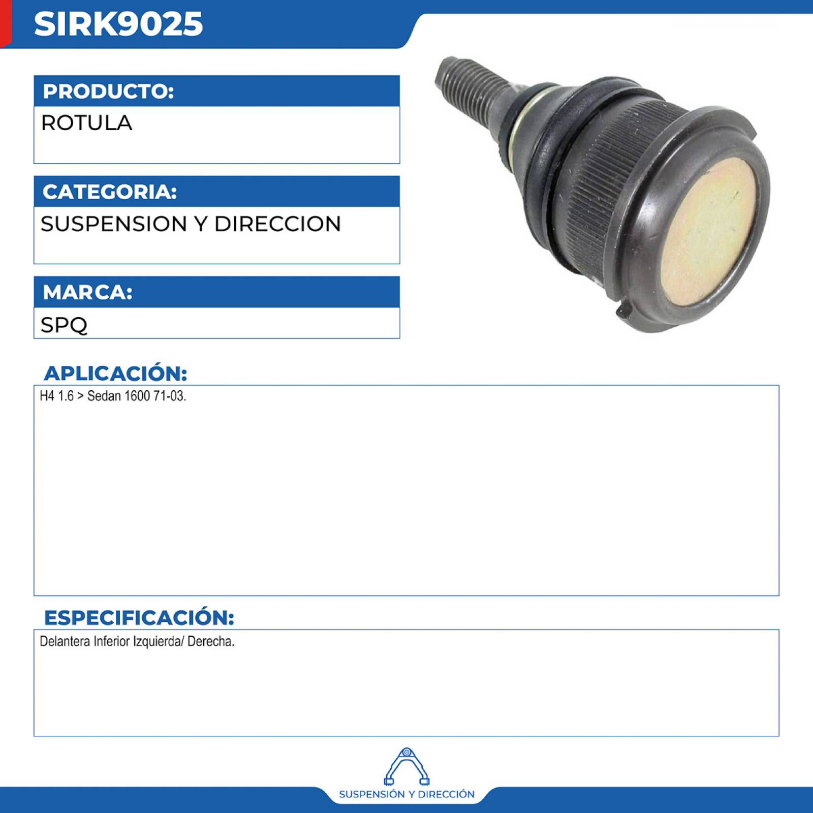 Rotula, SPQ; Para Volkswagen Sedan 1600 1971-2003 H4; 1.6
