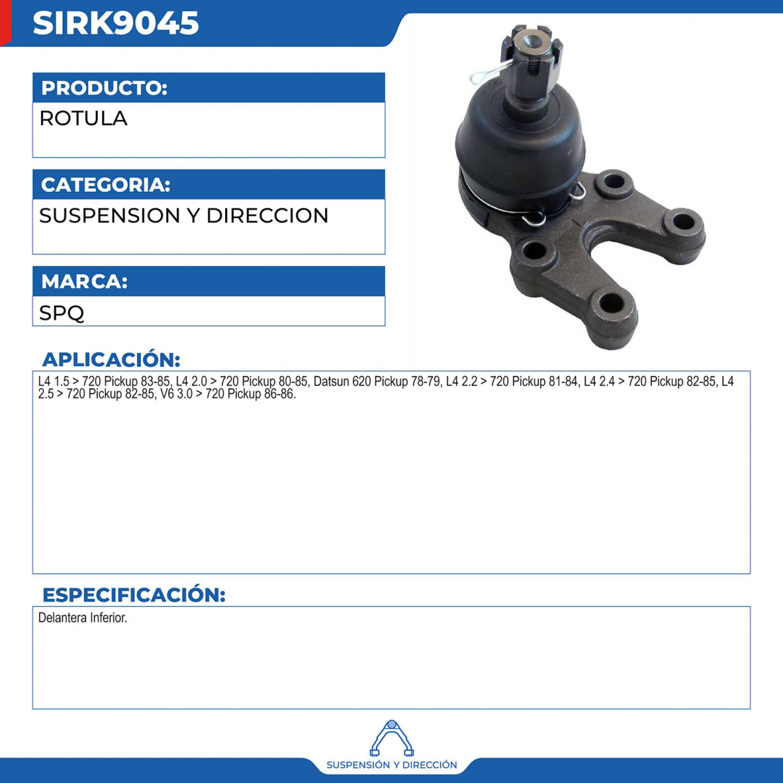 Rotula, SPQ; Para Nissan 720 Pickup 1983-1985 L4; 1.5