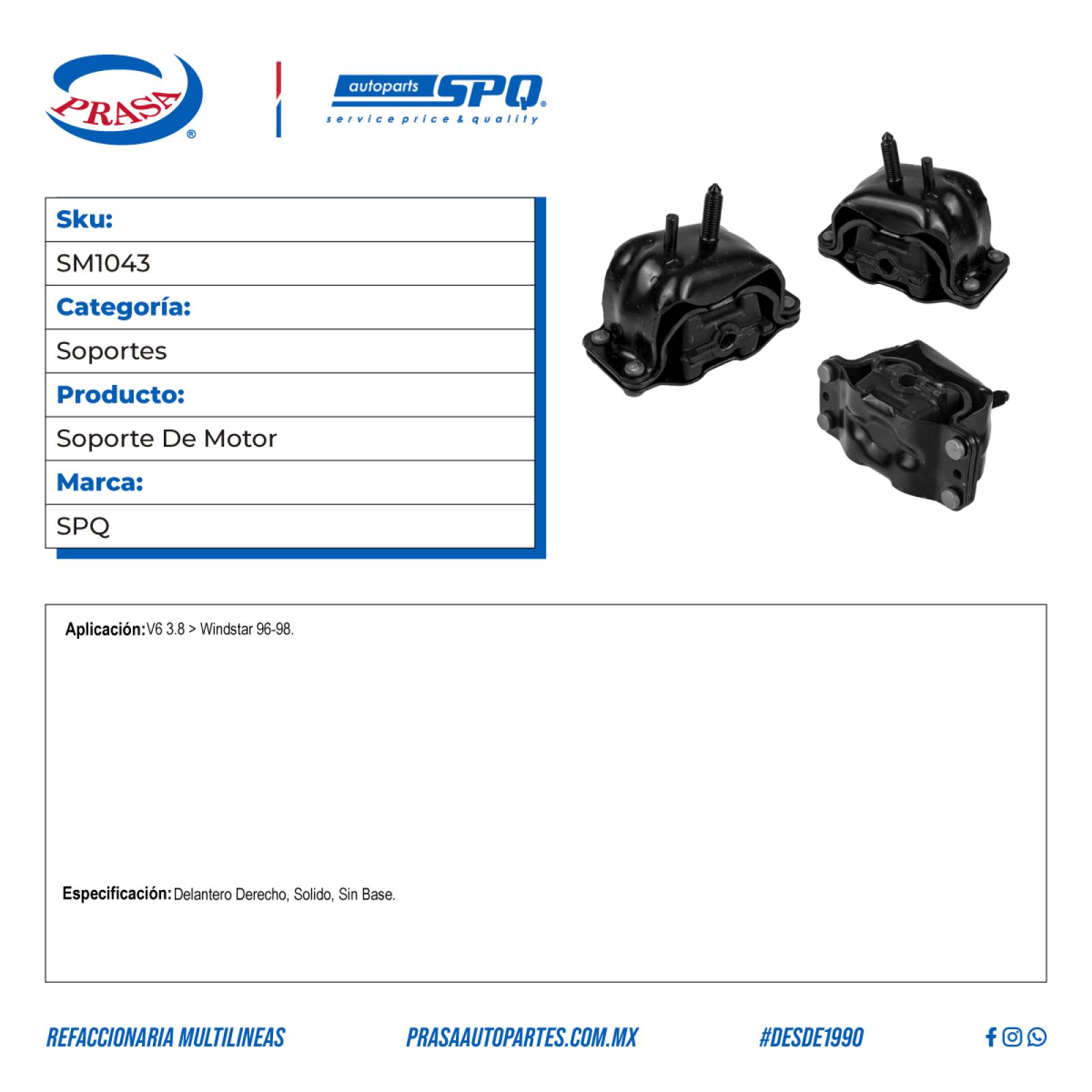 Soporte De Motor, SPQ; Para Ford Windstar 1996-1998 V6; 3.8