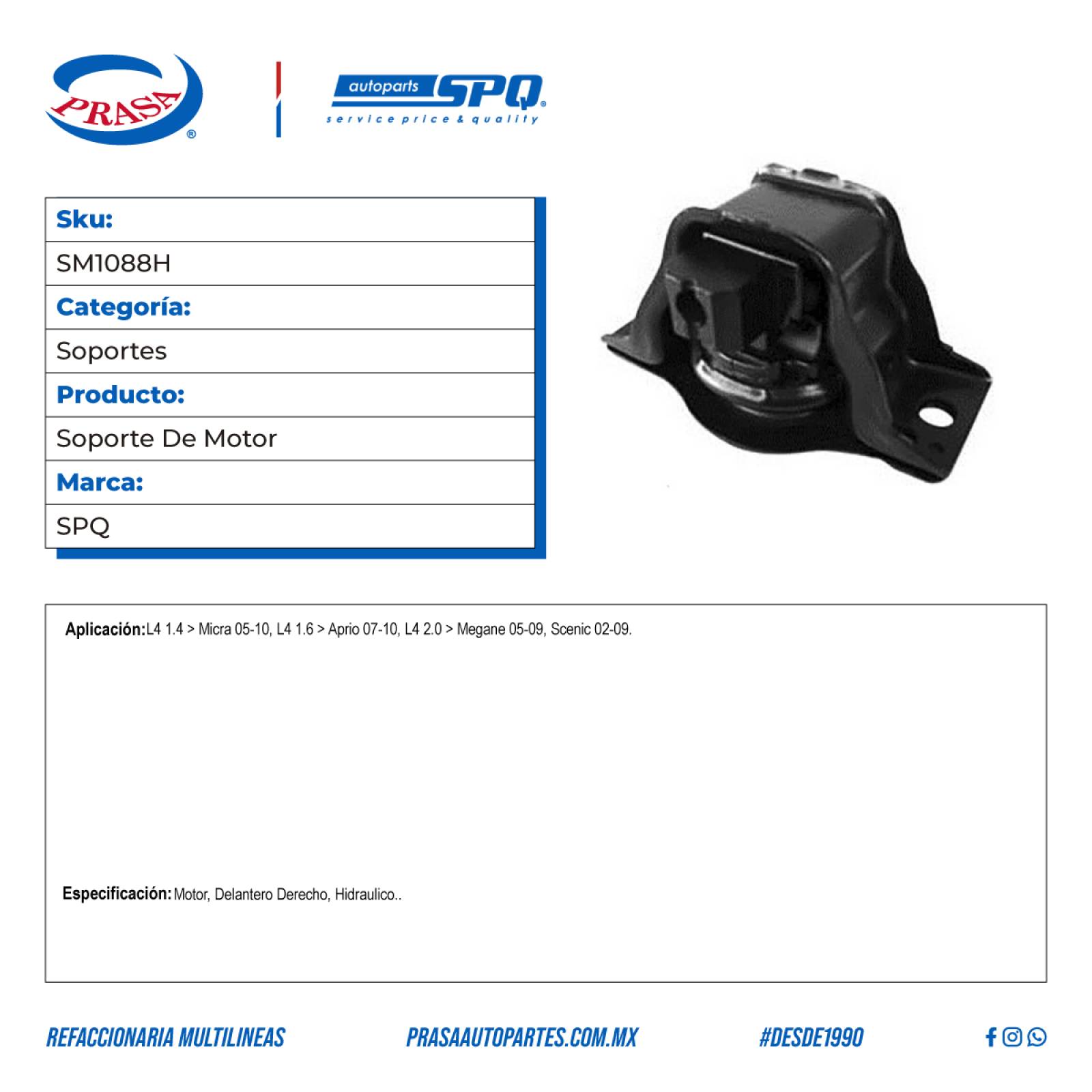 Soporte De Motor, SPQ; Para Nissan Aprio 2007-2010 L4; 1.6