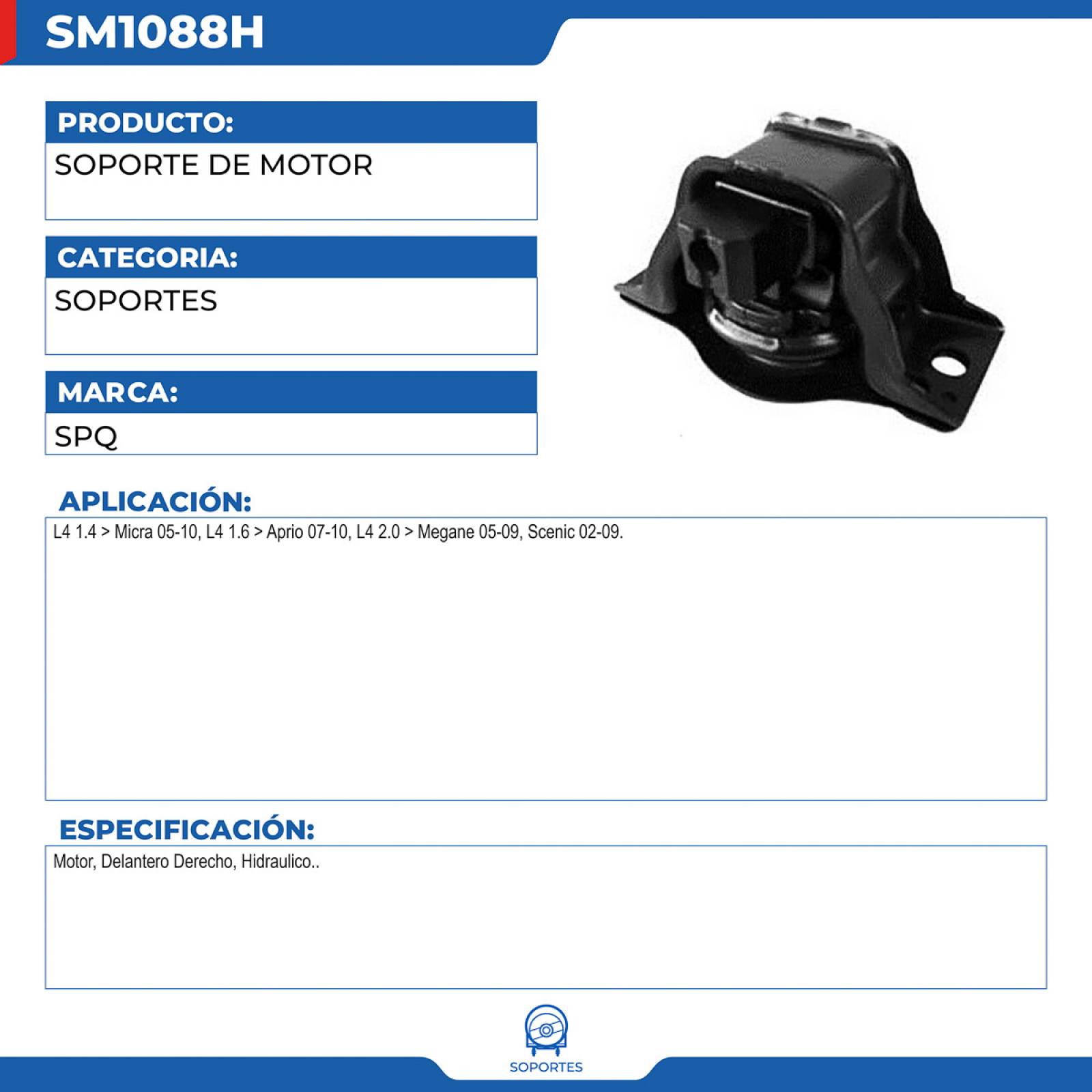 Soporte De Motor, SPQ; Para Nissan Aprio 2007-2010 L4; 1.6