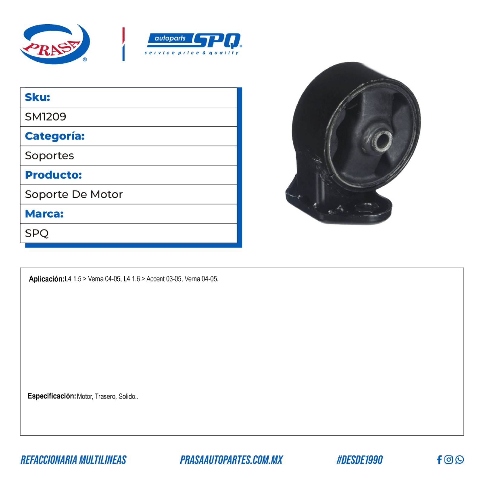 Soporte De Motor, SPQ; Para Dodge Verna 2004-2005 L4; 1.5