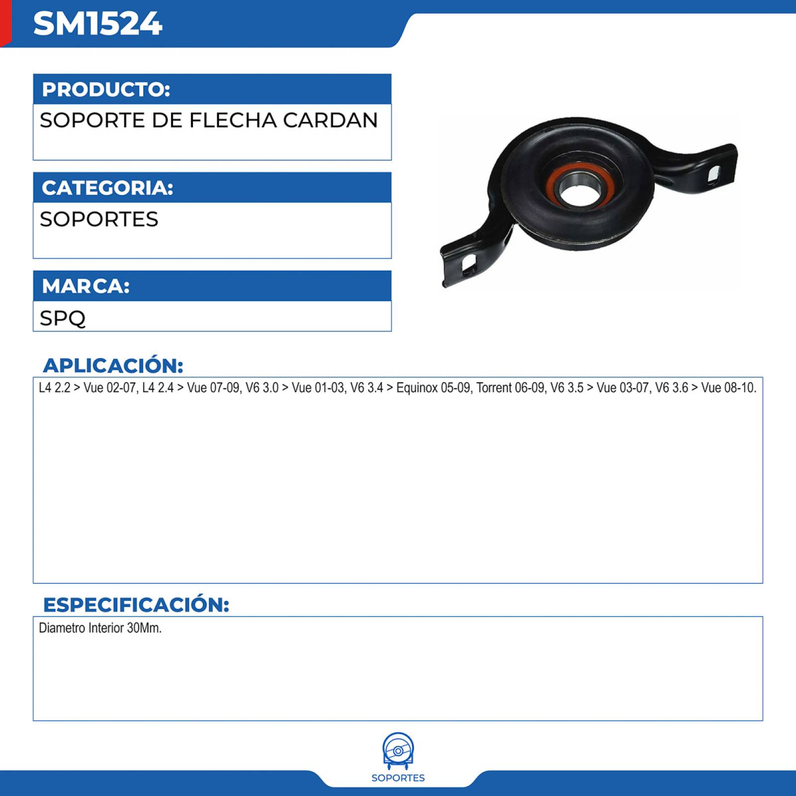 Soporte De Flecha Cardan, SPQ; Para Chevrolet Equinox 2005-2009 V6; 3.4