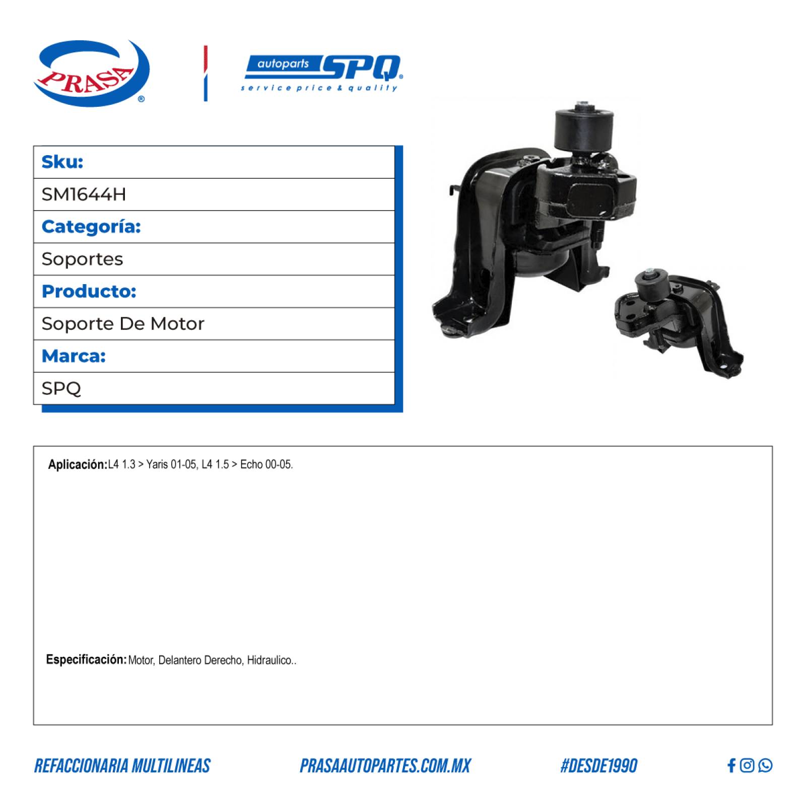 Soporte De Motor, SPQ; Para Toyota Echo 2000-2005 L4; 1.5