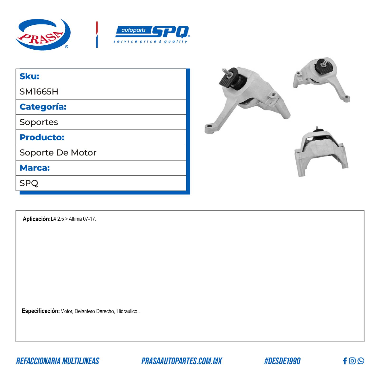 Soporte De Motor, SPQ; Para Nissan Altima 2007-2017 L4; 2.5