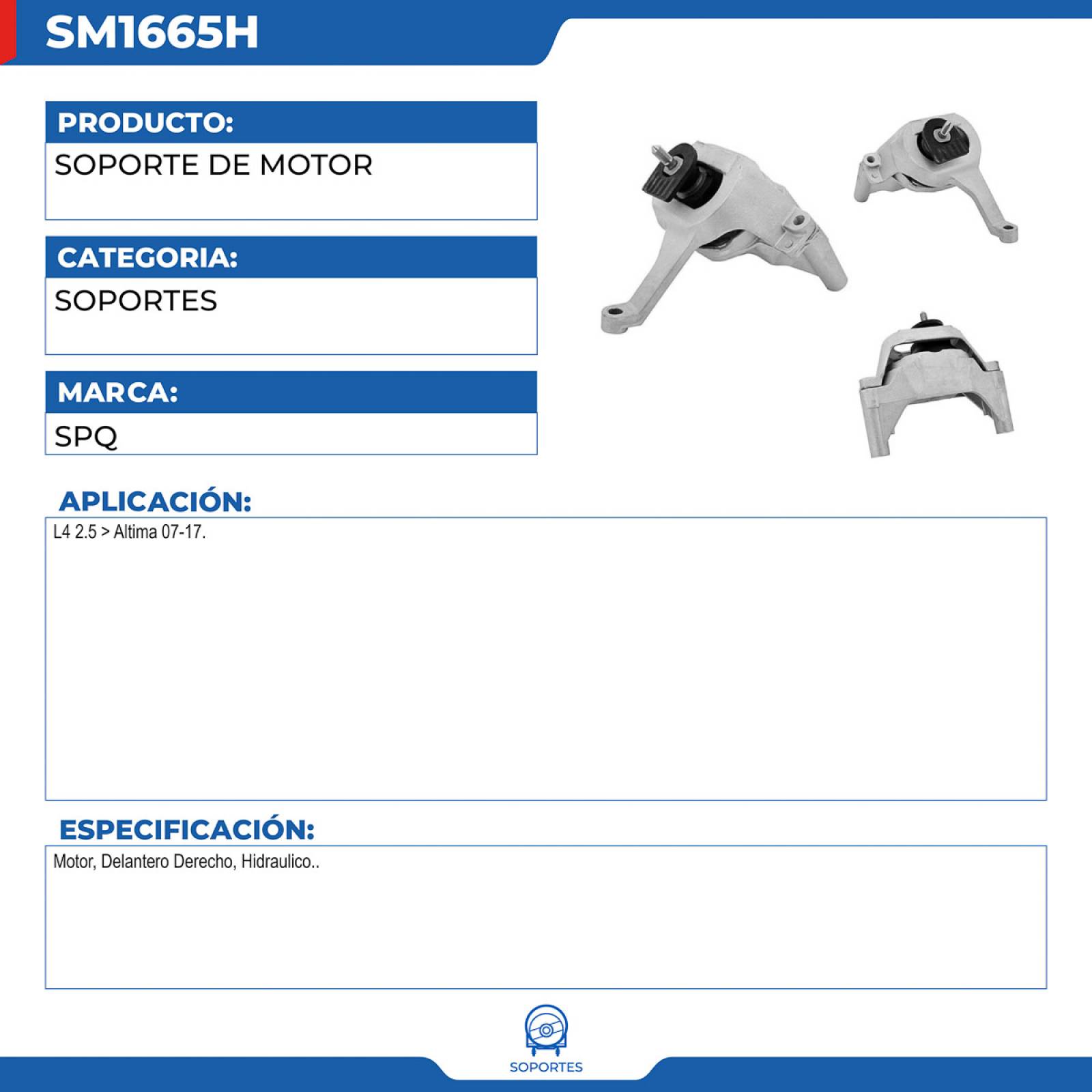 Soporte De Motor, SPQ; Para Nissan Altima 2007-2017 L4; 2.5
