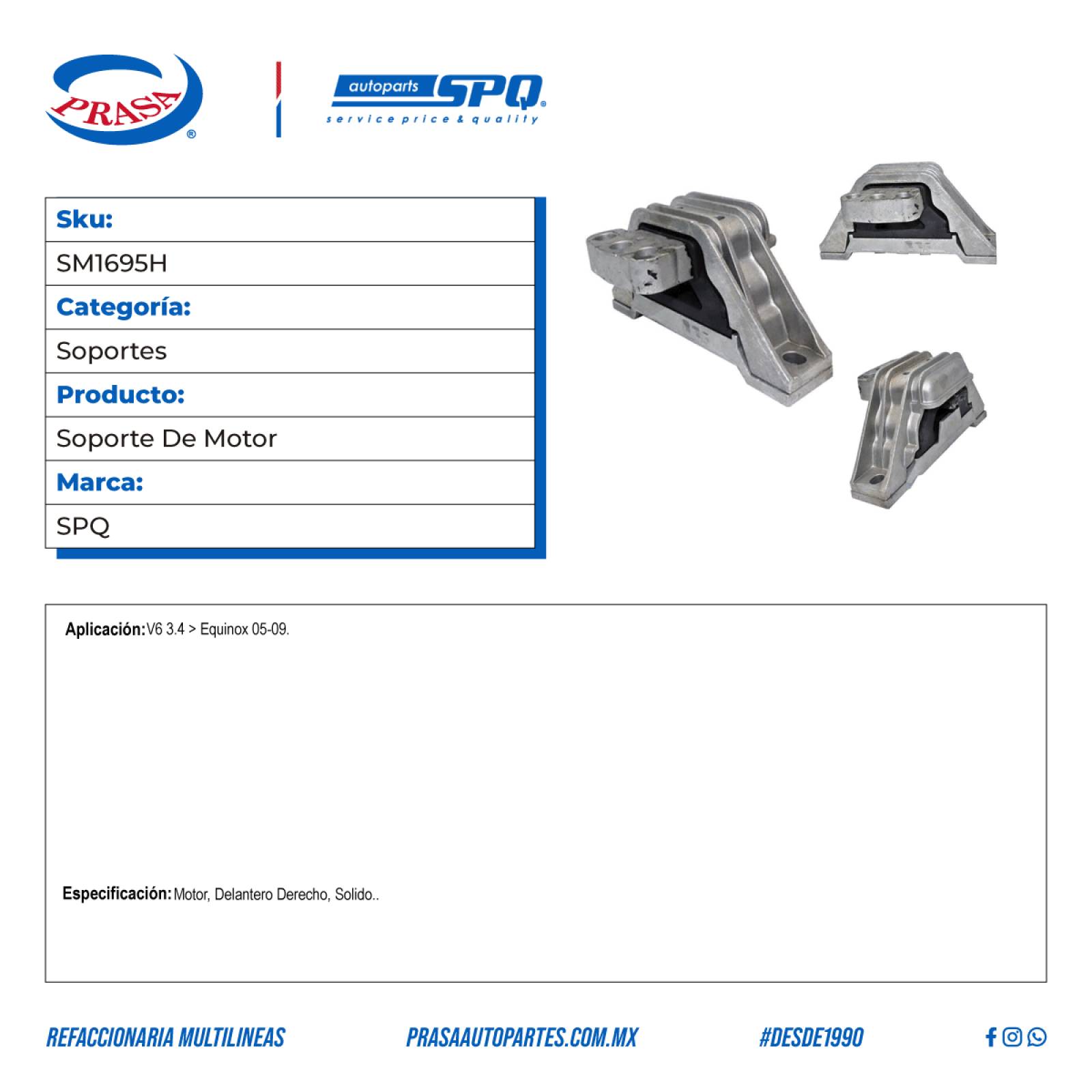 Soporte De Motor, SPQ; Para Chevrolet Equinox 2005-2009 V6; 3.4