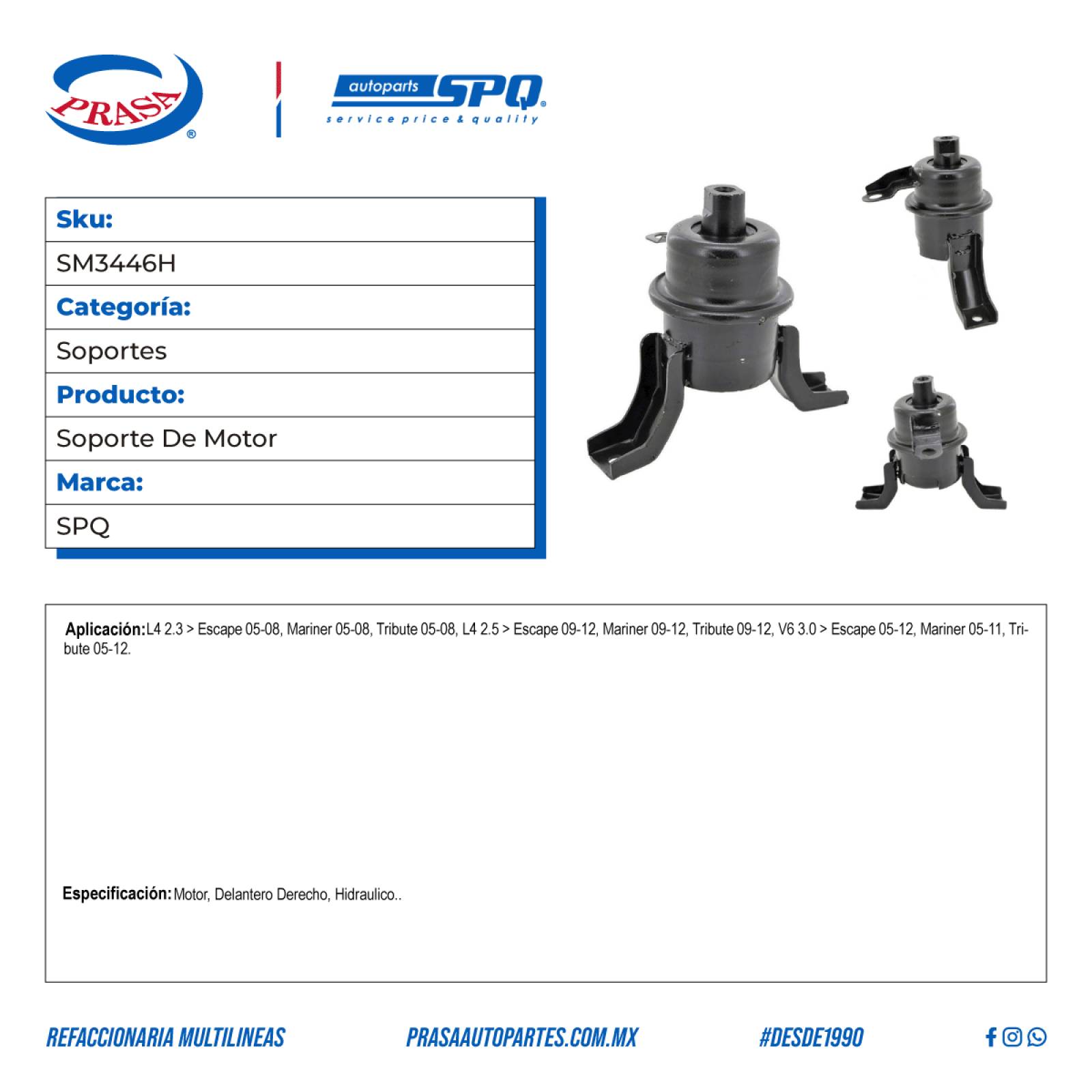 Soporte De Motor, SPQ; Para Ford Escape 2005-2008 L4; 2.3