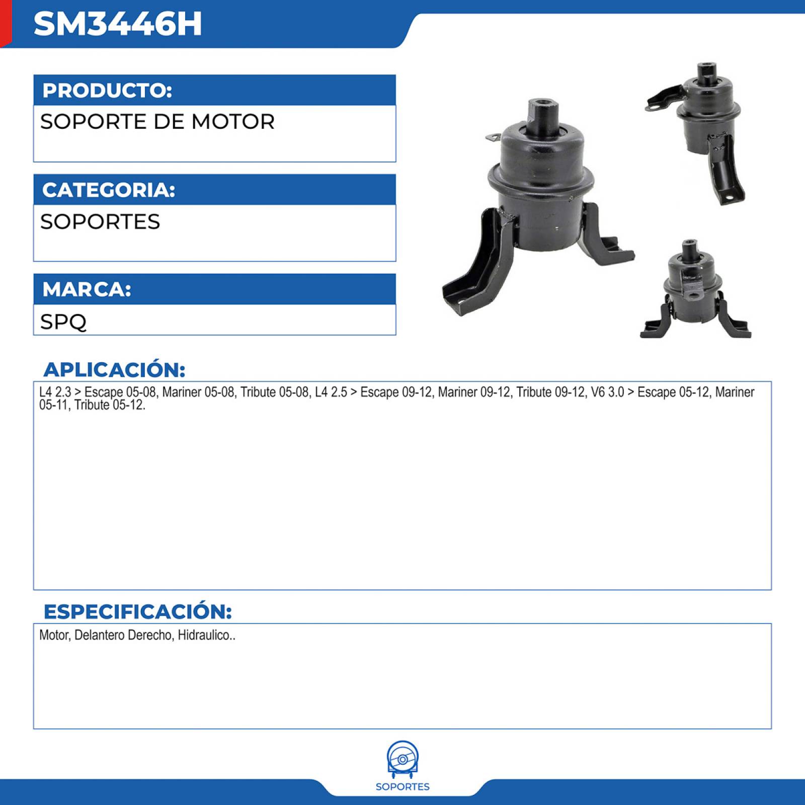Soporte De Motor, SPQ; Para Ford Escape 2005-2008 L4; 2.3