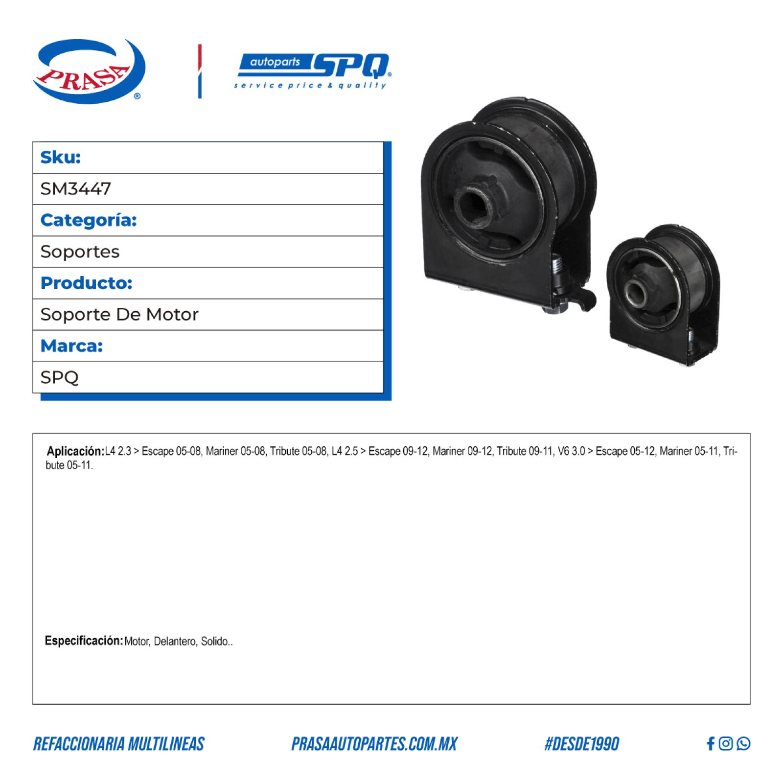 Soporte De Motor, SPQ; Para Ford Escape 2005-2008 L4; 2.3