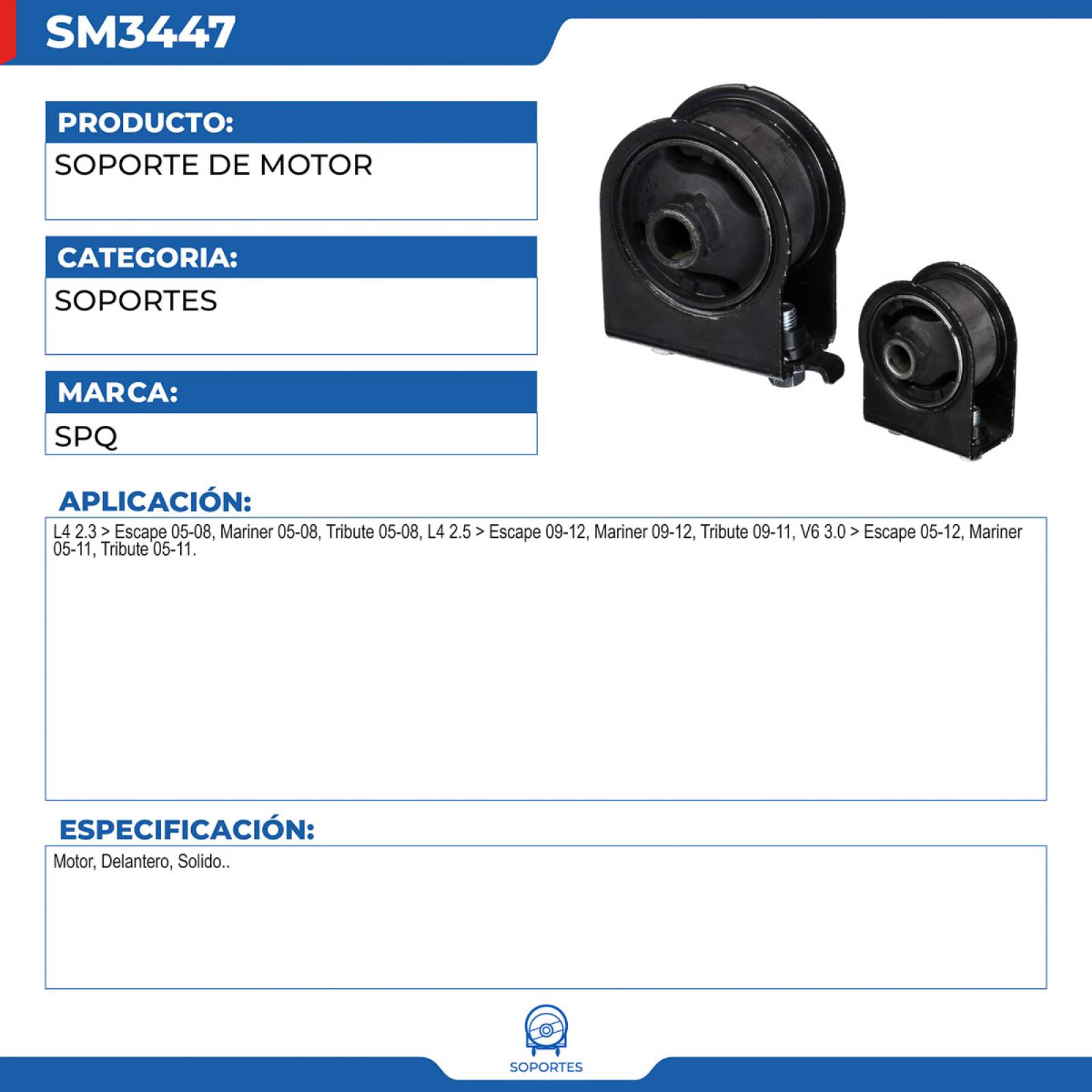 Soporte De Motor, SPQ; Para Ford Escape 2005-2008 L4; 2.3