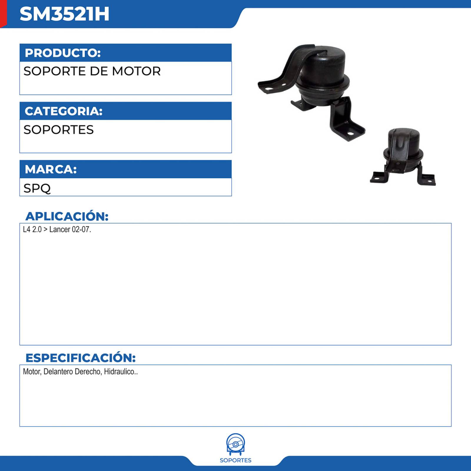 Soporte De Motor, SPQ; Para Mitsubishi Lancer 2002-2007 L4; 2