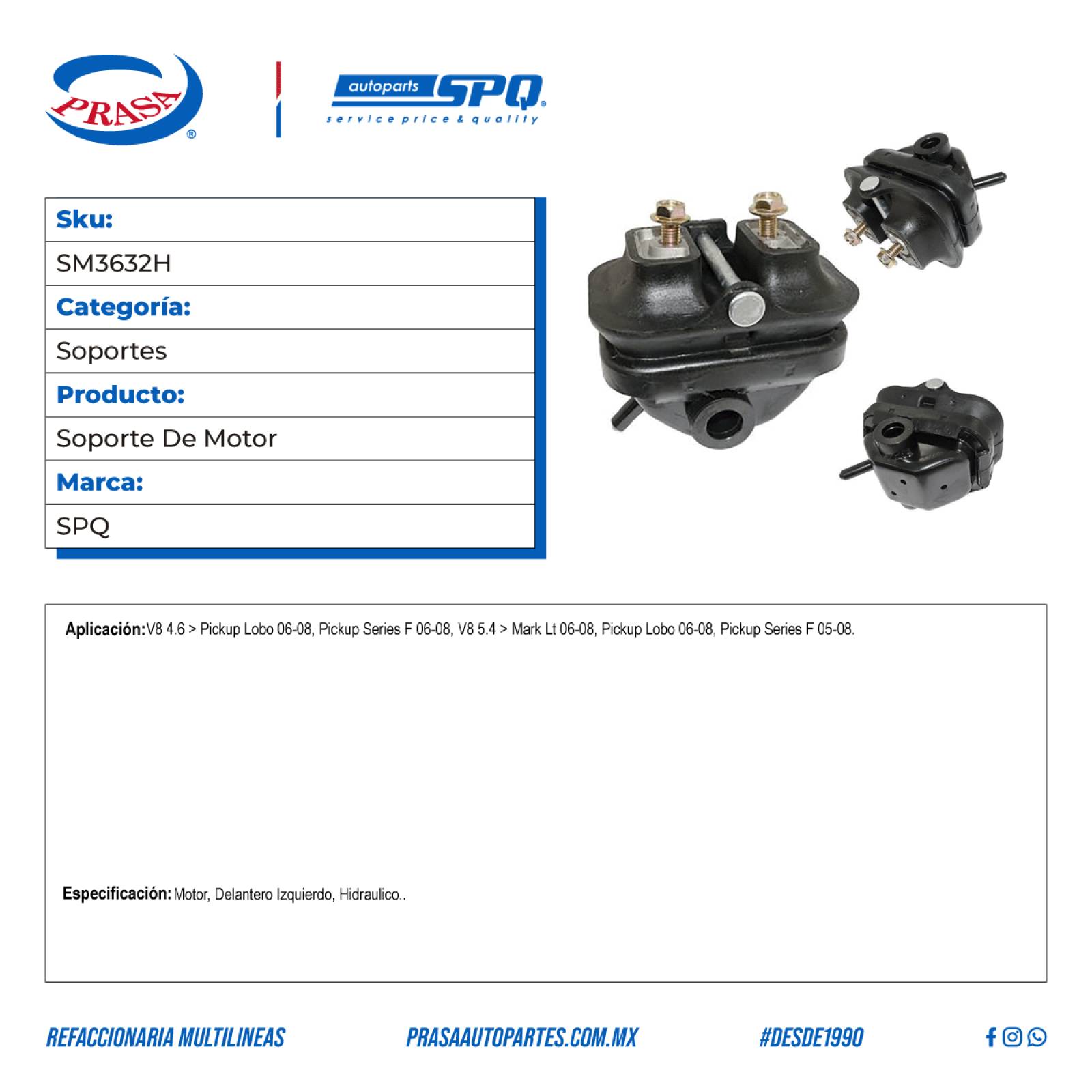 Soporte De Motor, SPQ; Para Ford F150 Pickup 2006-2008 V8; 4.6