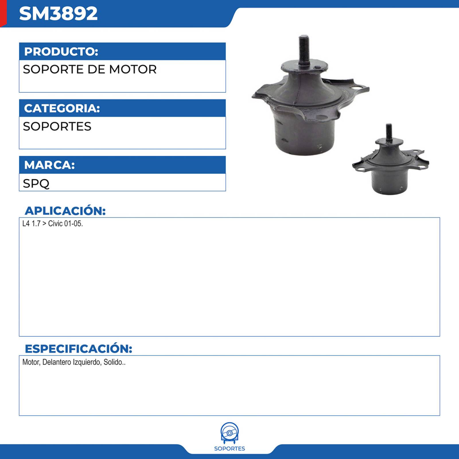 Soporte De Motor, SPQ; Para Honda Civic 2001-2005 L4; 1.7