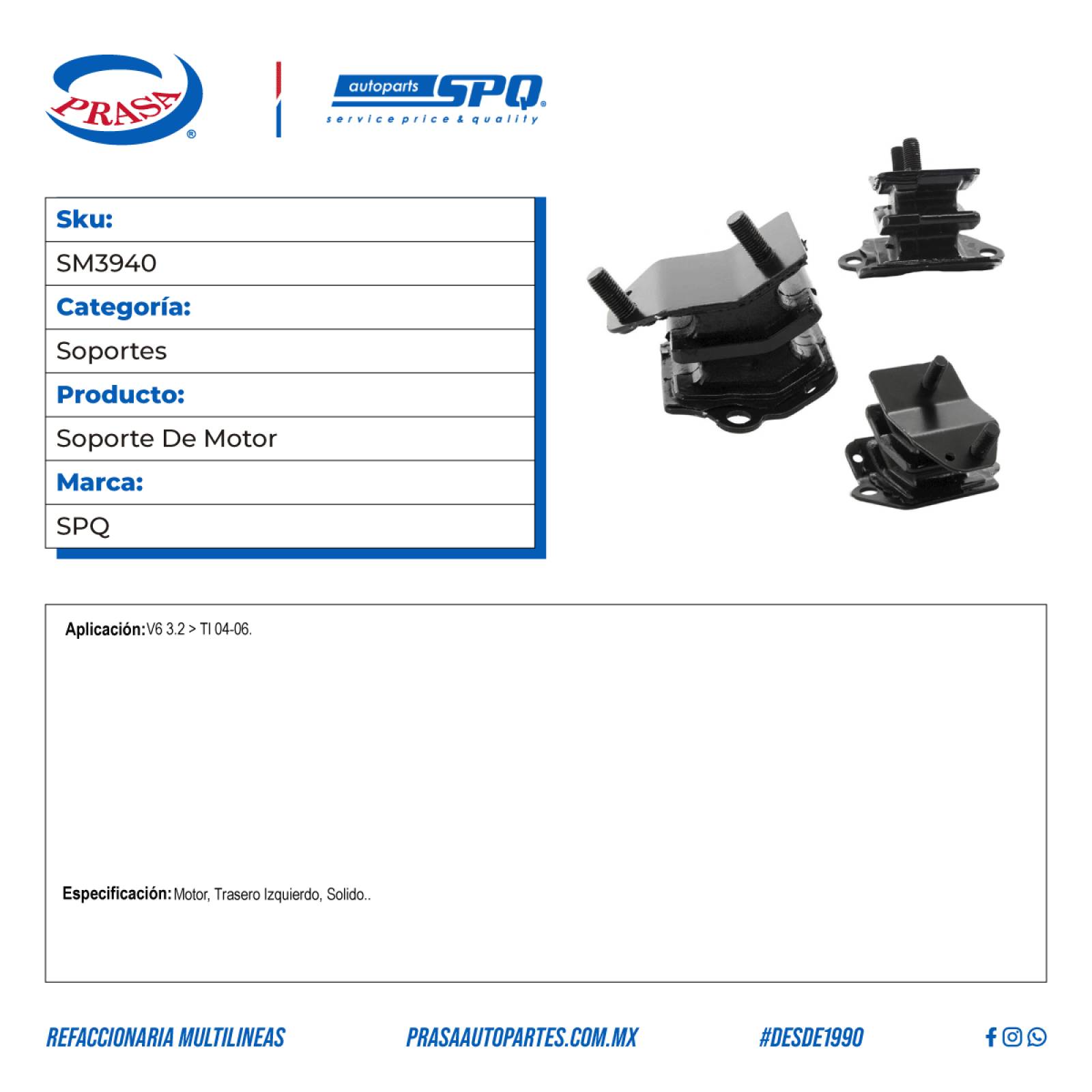 Soporte De Motor, SPQ; Para Acura Tl 2004-2006 V6; 3.2