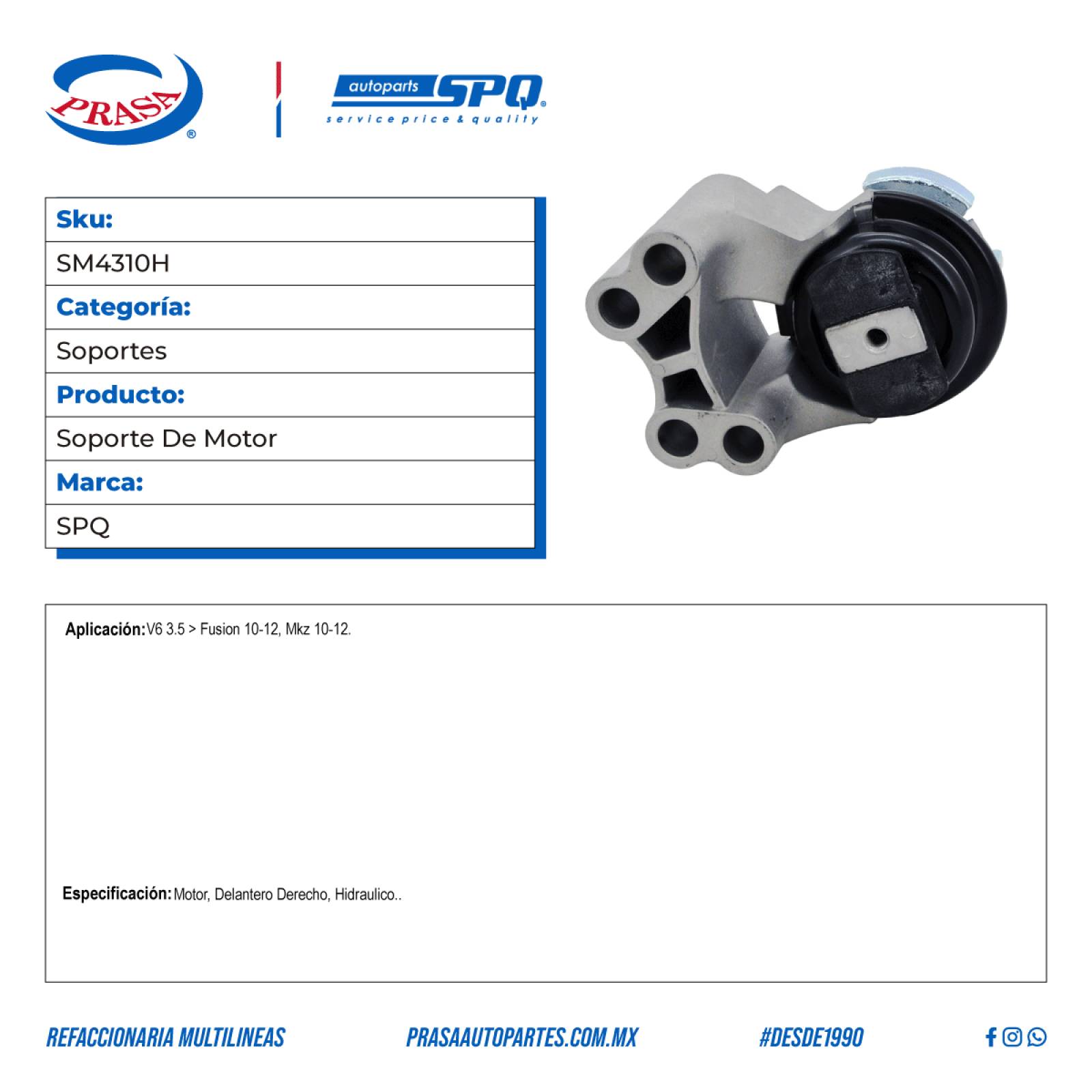 Soporte De Motor, SPQ; Para Ford Fusion 2010-2012 V6; 3.5