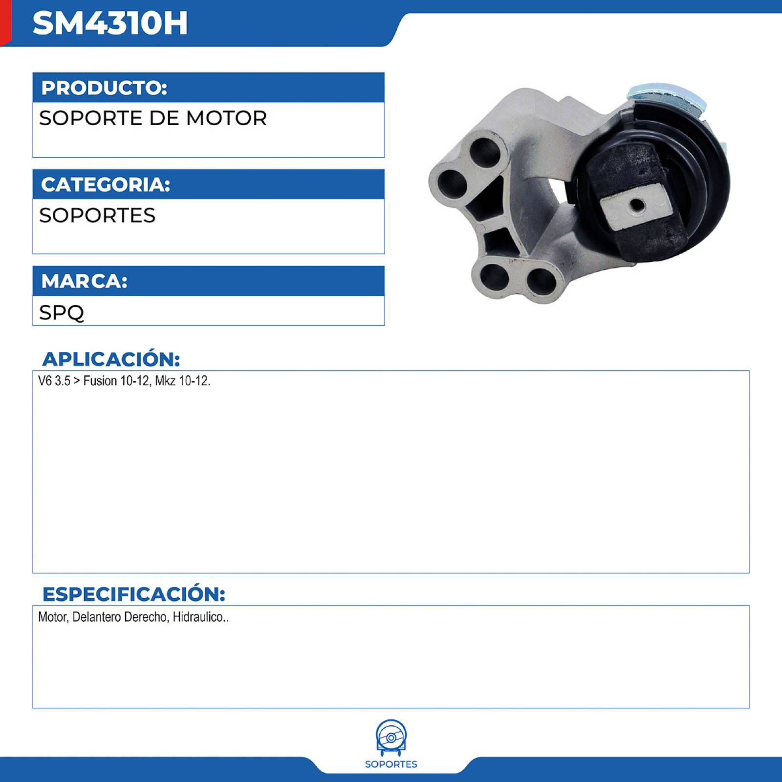 Soporte De Motor, SPQ; Para Ford Fusion 2010-2012 V6; 3.5