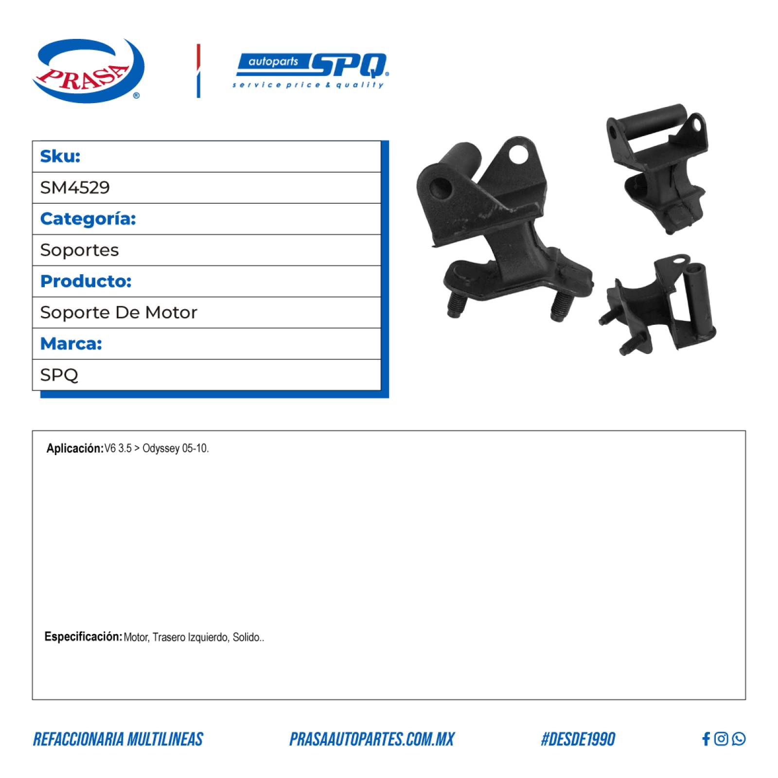 Soporte De Motor, SPQ; Para Honda Odyssey 2005-2010 V6; 3.5