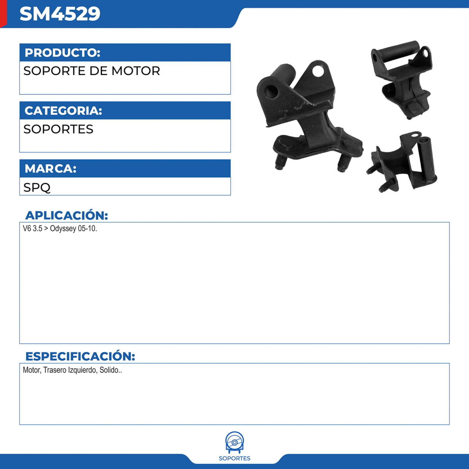 Soporte De Motor, SPQ; Para Honda Odyssey 2005-2010 V6; 3.5